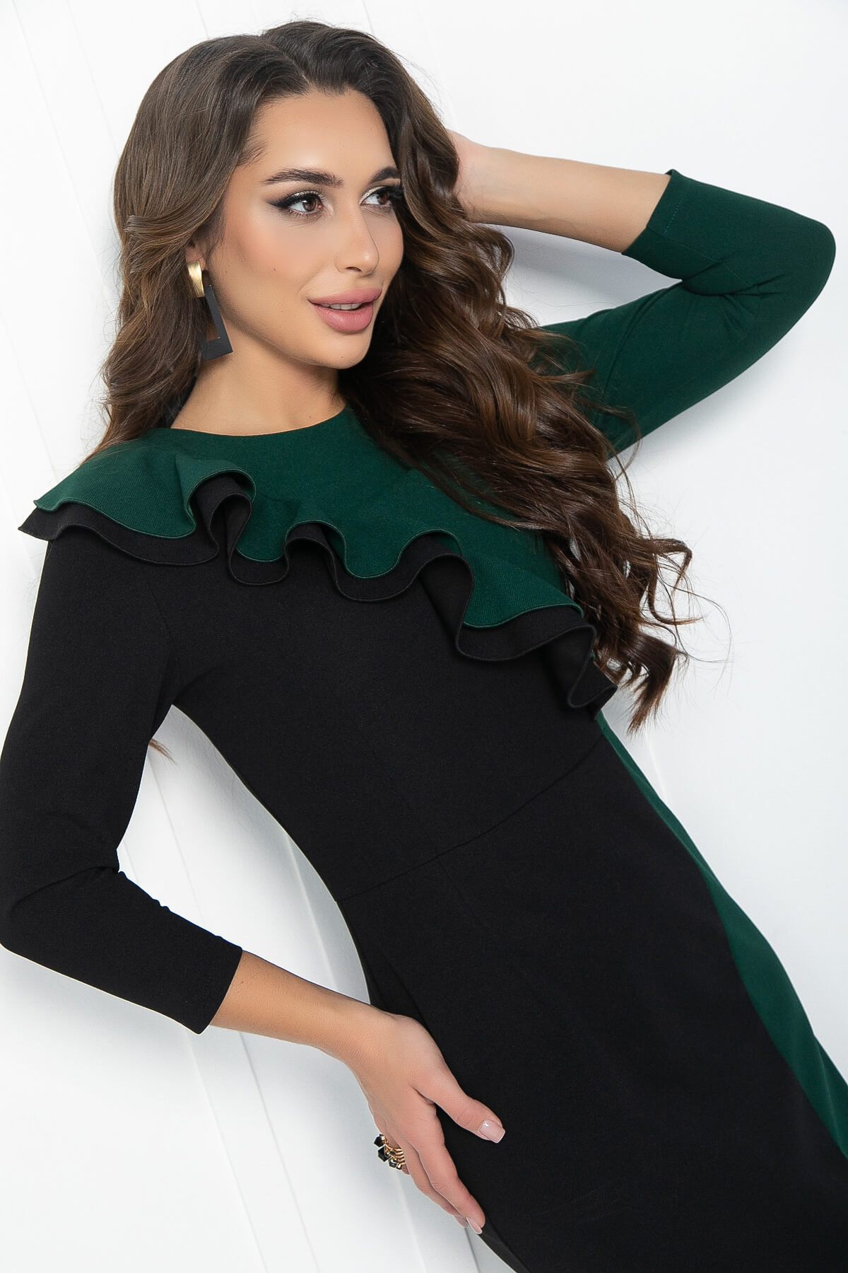 Платье Эванесса (черно-зеленое) П12749-35М