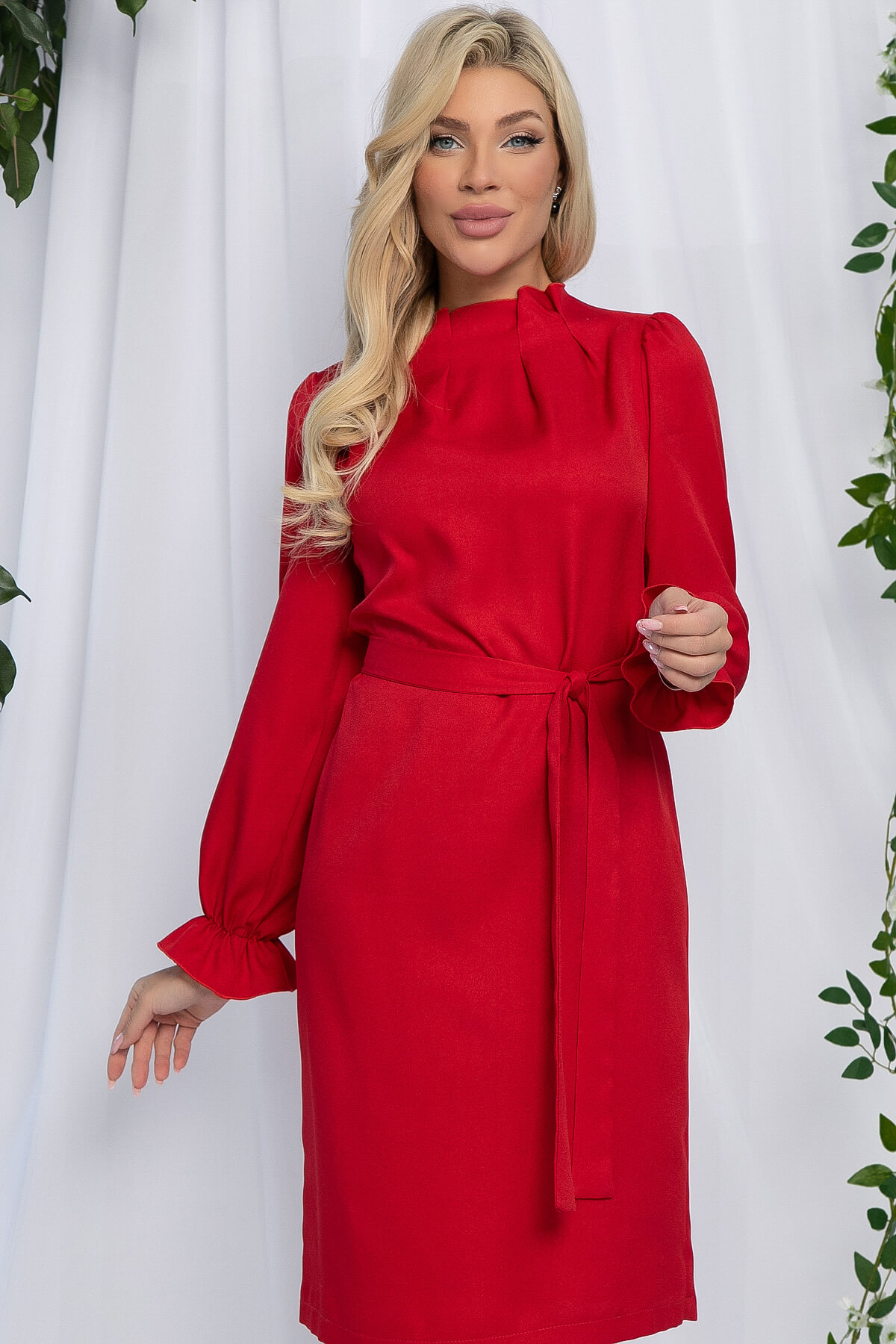 Платье Яркий акцент (красное) П12959-36М