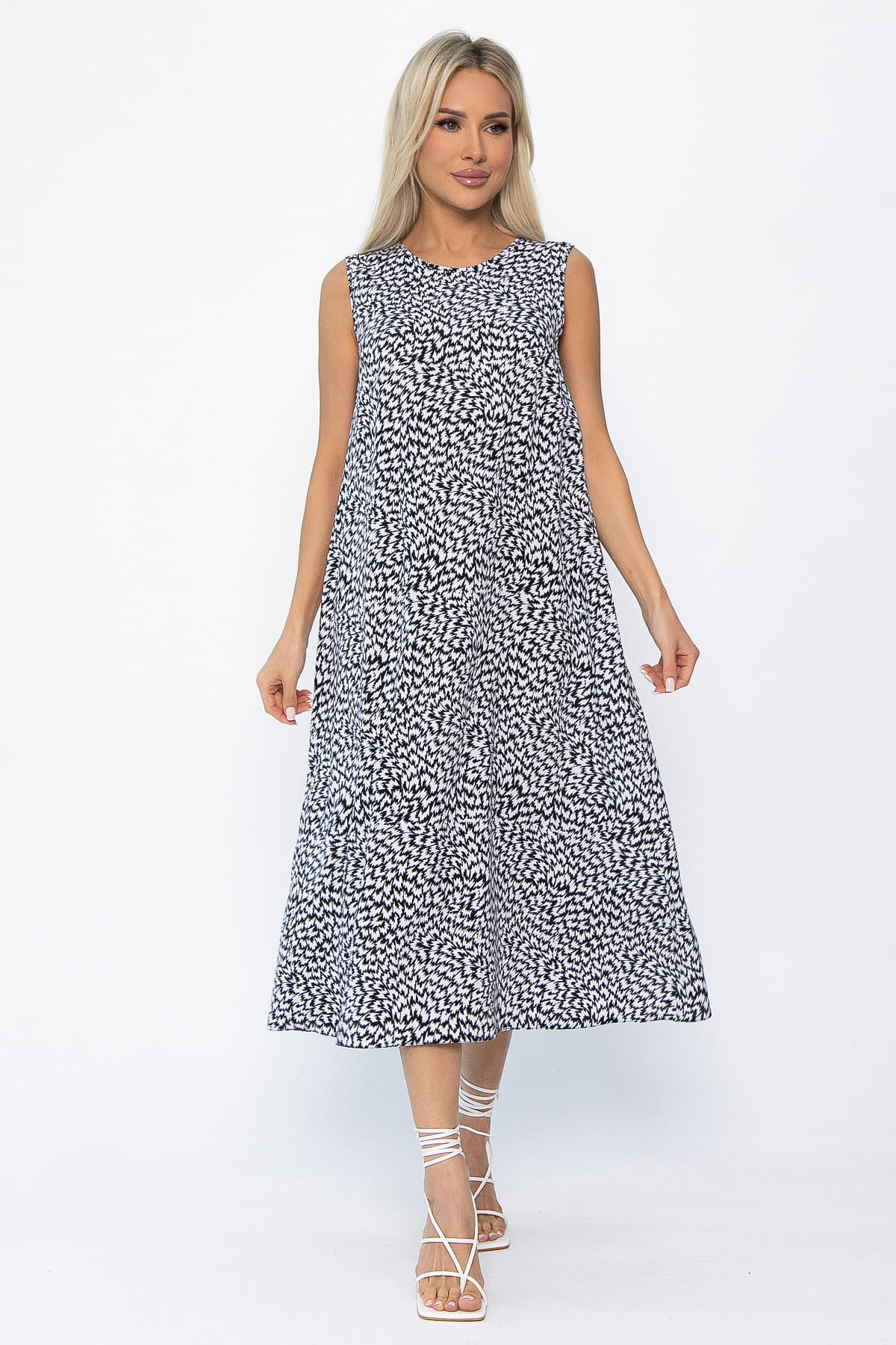 Платье Чародейка (черно-белое) П13878-9М