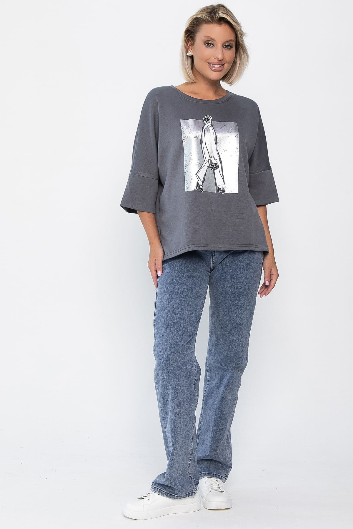 Блуза Фауст (серая) Б14203-20М