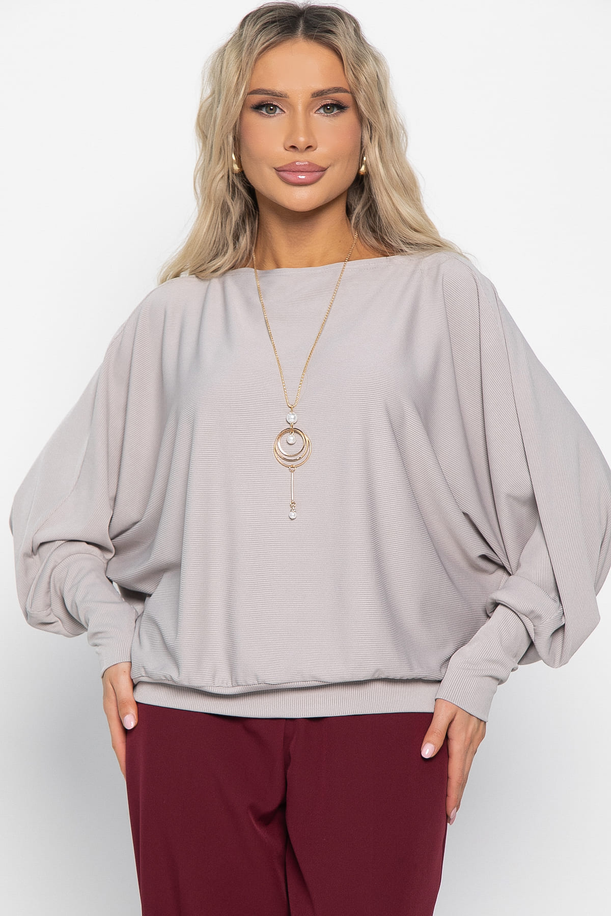 Блуза Муза (серо-бежевая) Б15043-5М