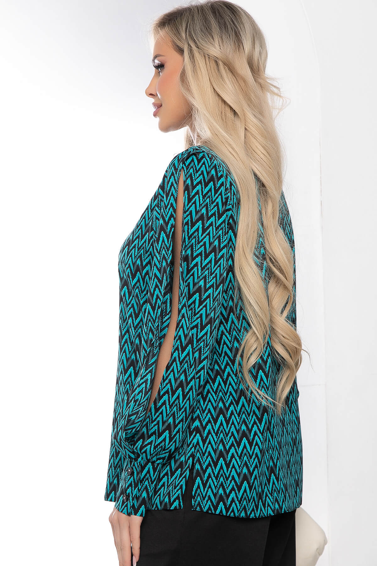 Блуза "Тайное чувство" (бирюза/черная) Б8519