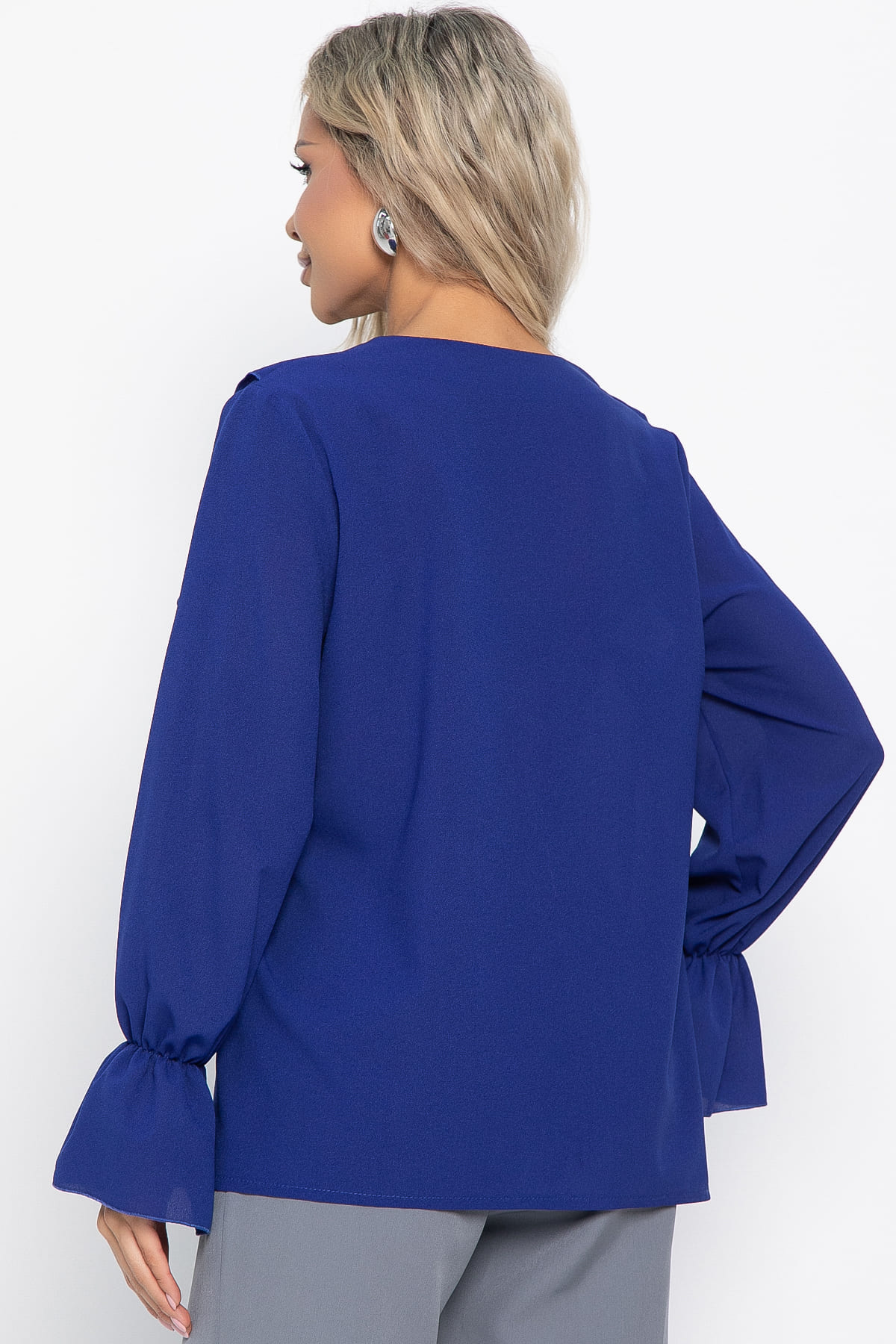 Блуза шифоновая Вэнси (синяя) Б15023-8М