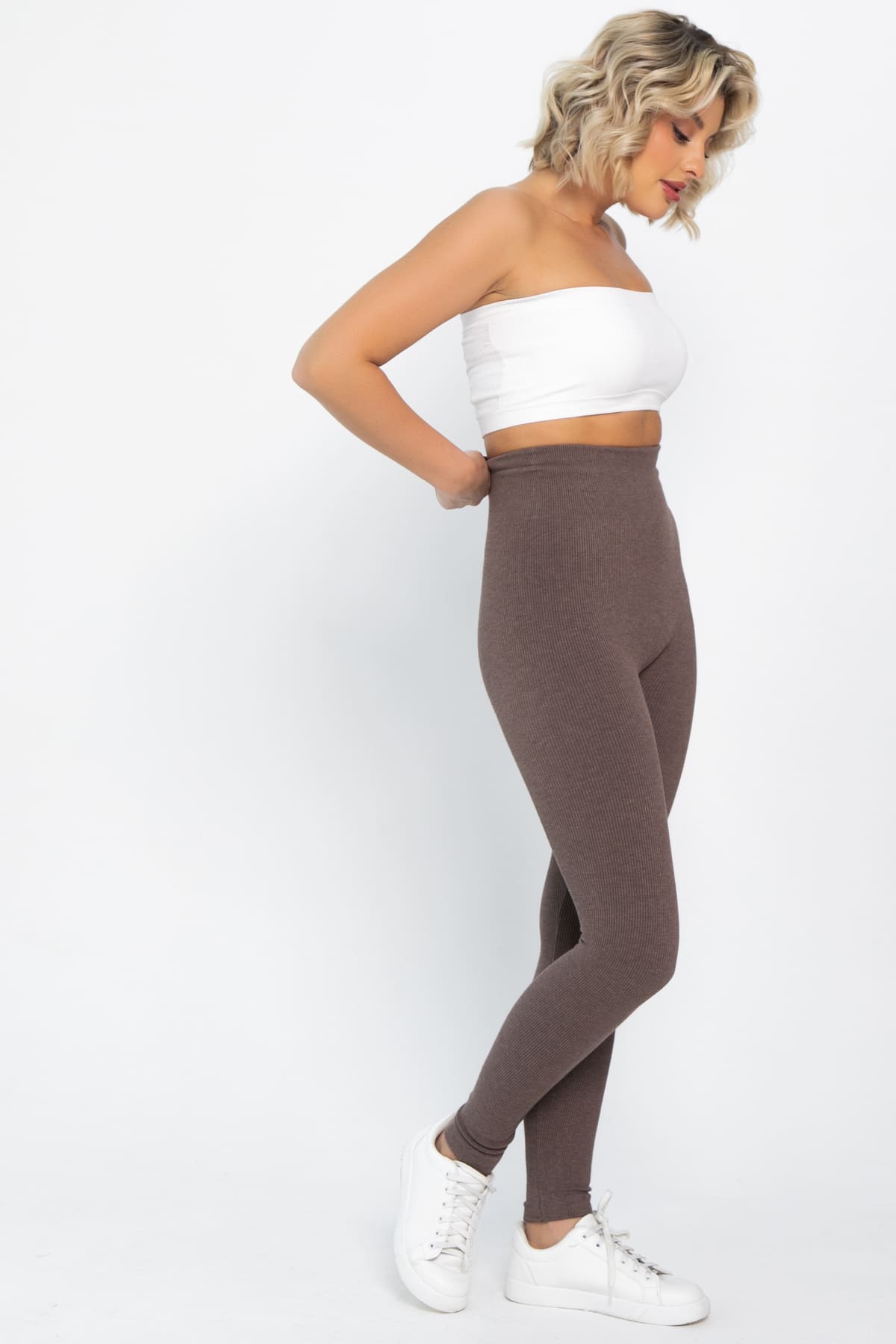 Лосины в рубчик утепленные НЬЮ (капучино) Б14976-7М