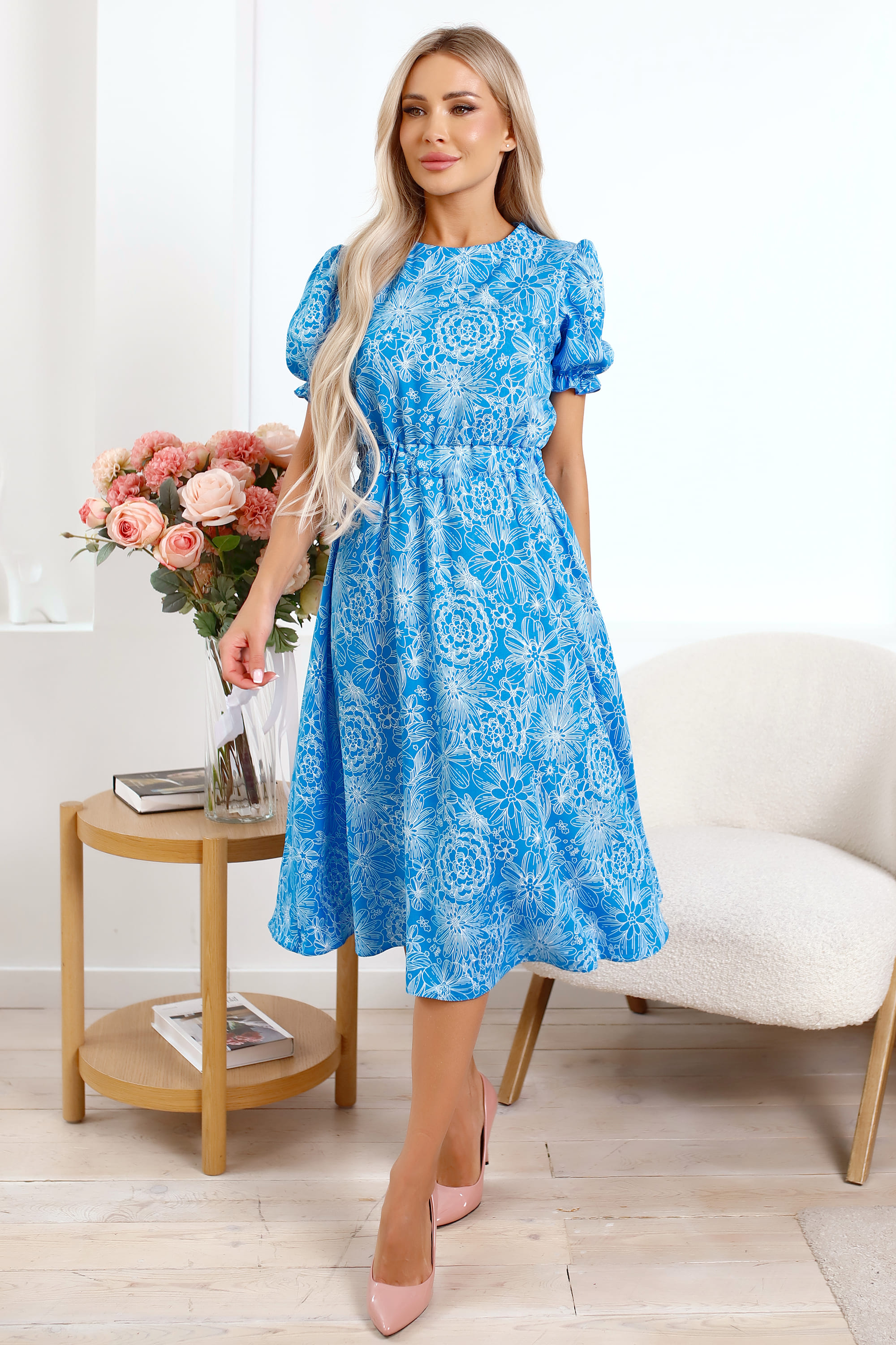 Платье Оливия (голубое) П15935-45М