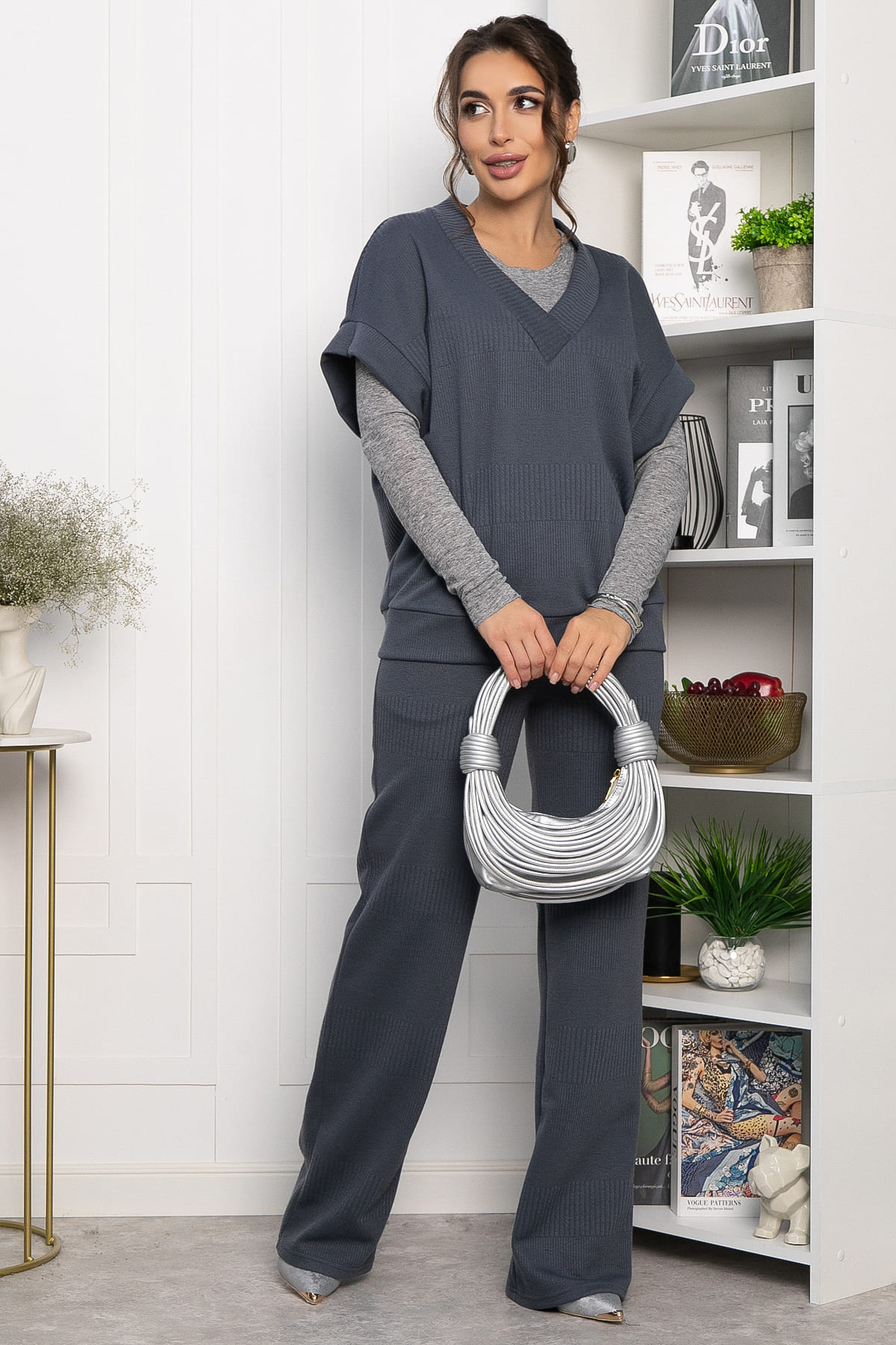 Костюм трикотажный Уютный шарм (серо-синий) К14251-5М