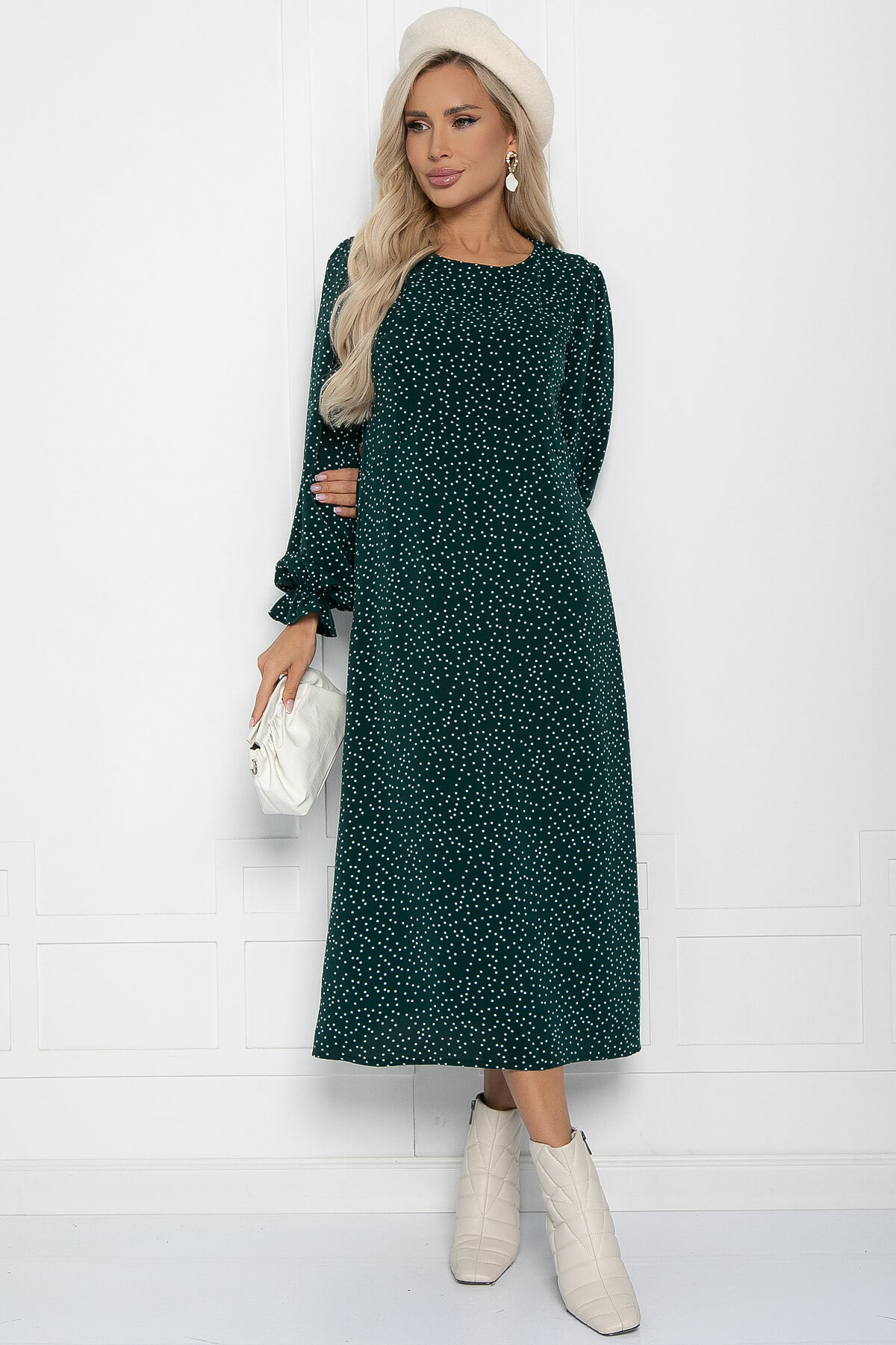 Платье Осенний разговор (темно-зеленое) П11168