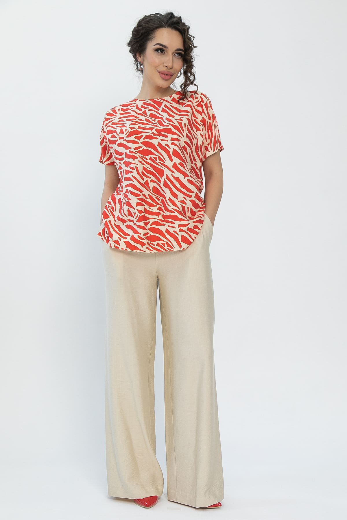 Костюм Яркие планы (бежево-красный) К13591-30М