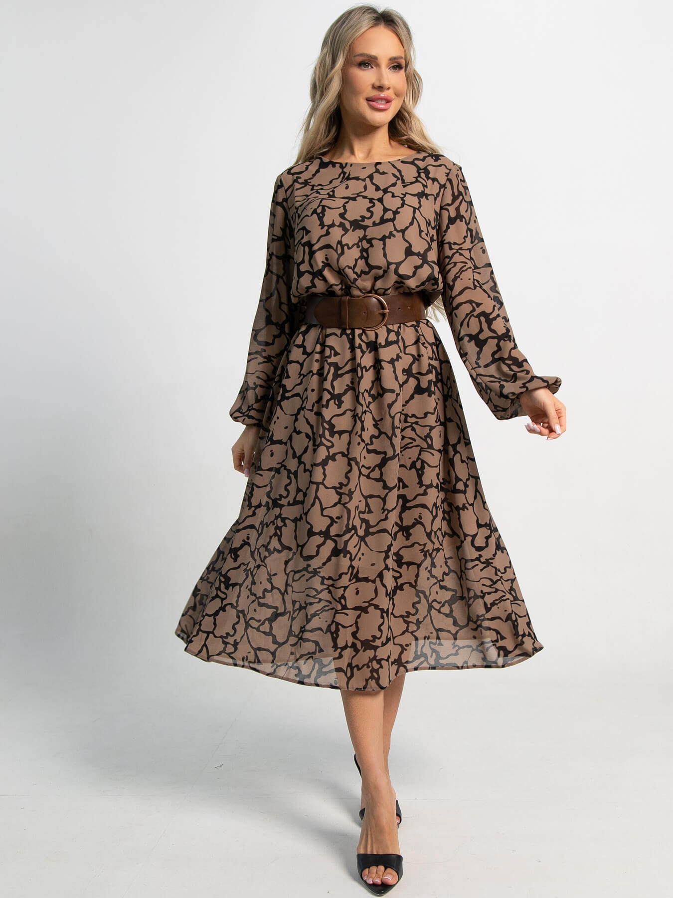 Платье Идиллия (бежево-черное) П15378-16М