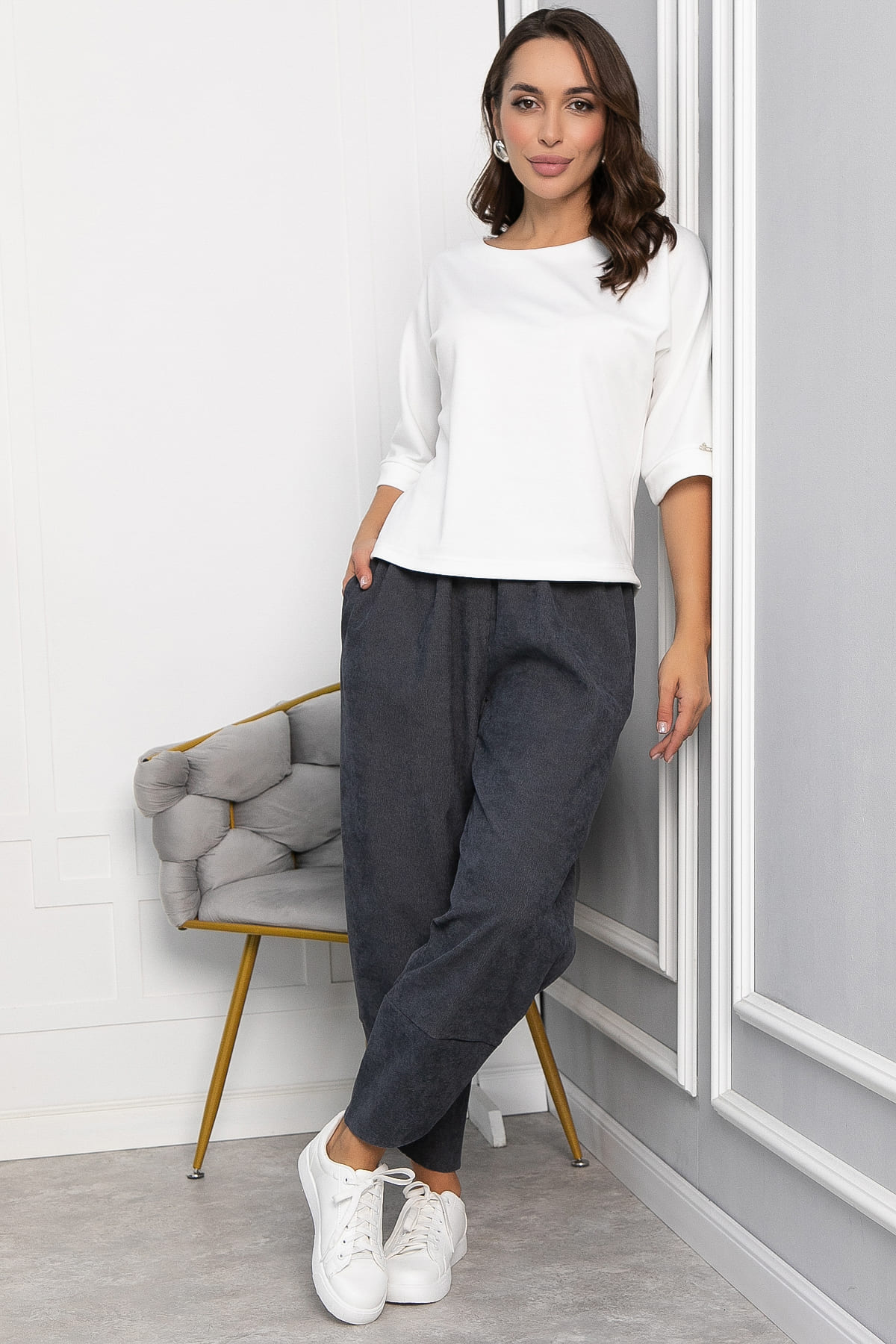 Брюки бохо (серые) Б12847-10М