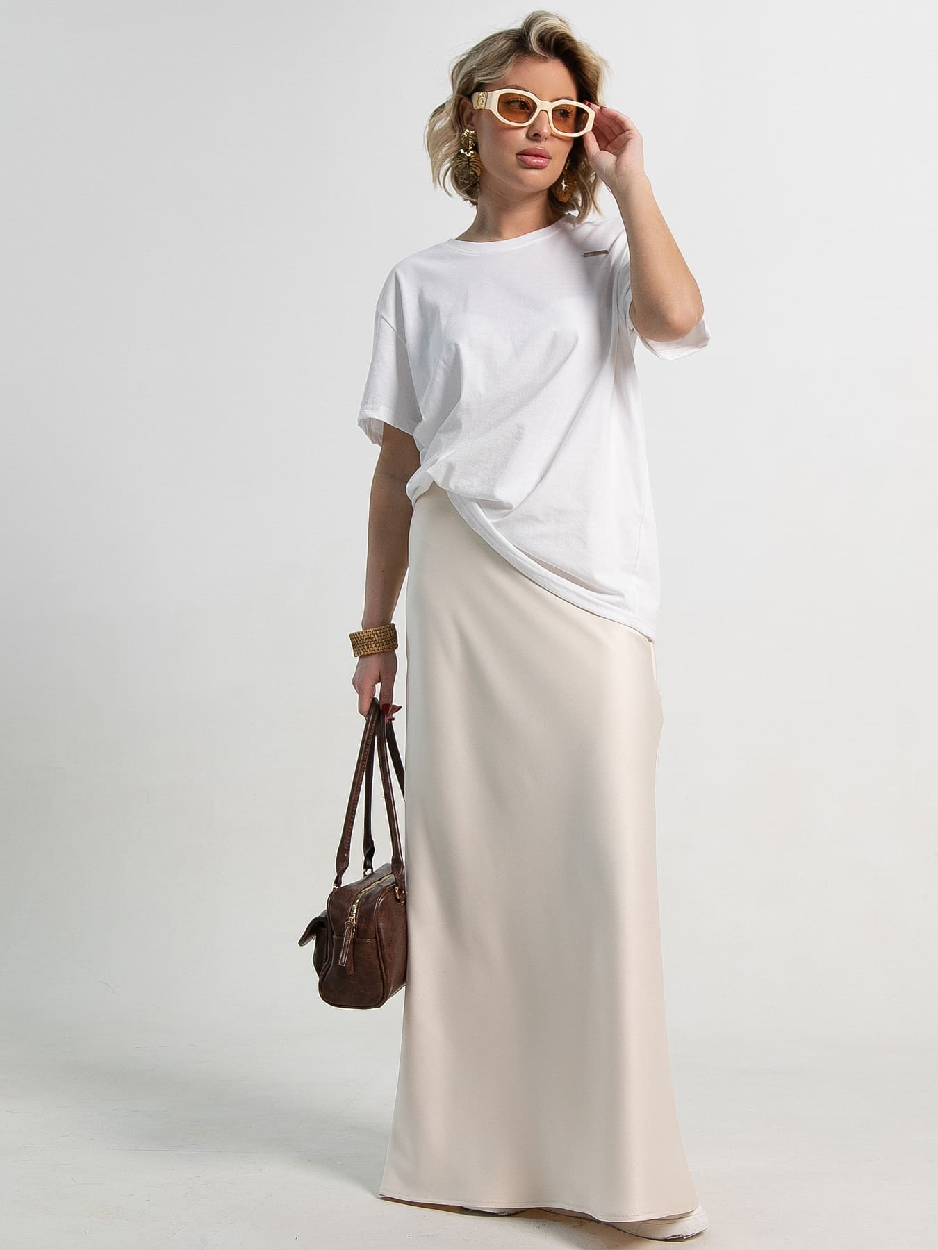 Юбка атласная Эвелин (сливочная) Ю15382-25М