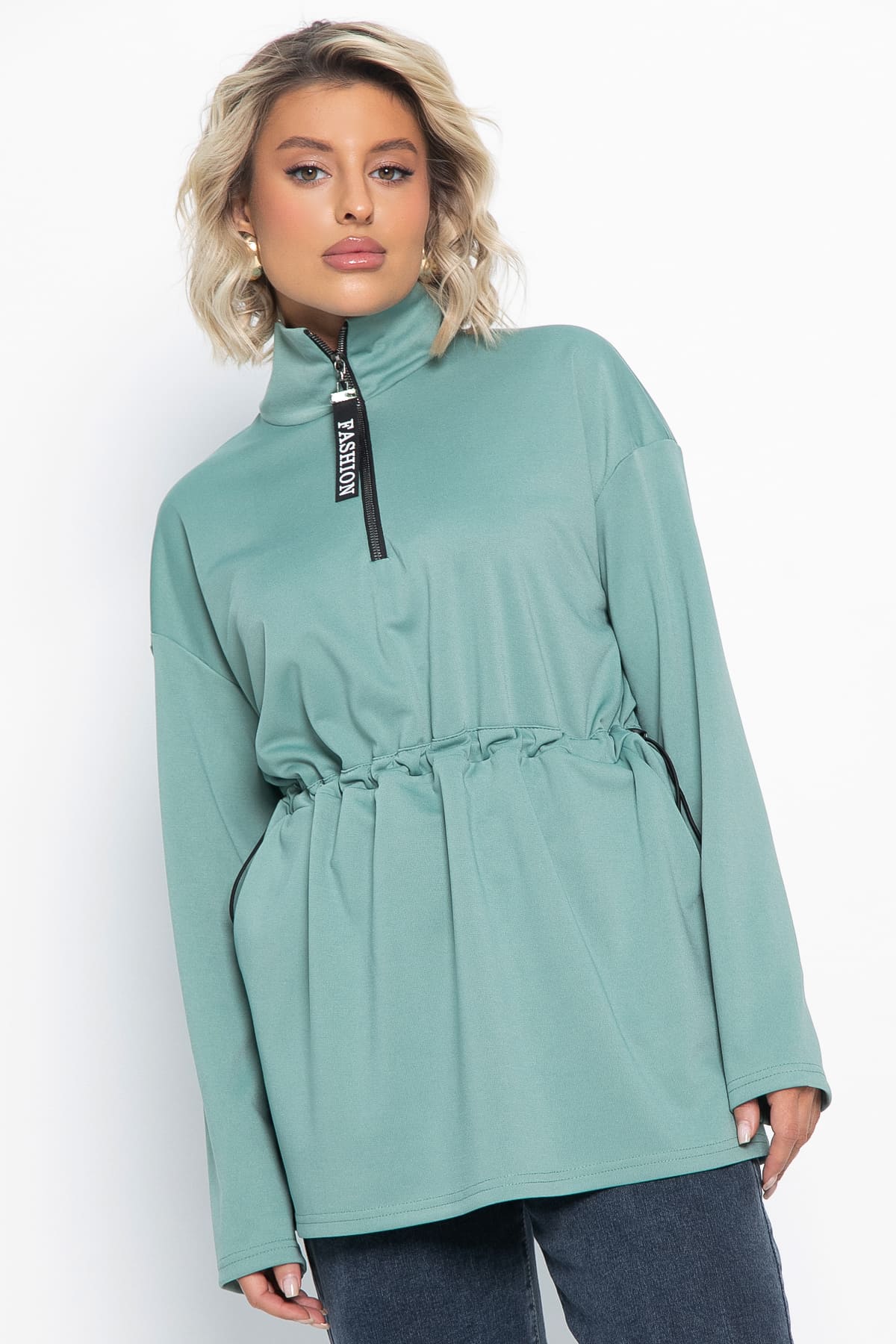 Блуза Долгожданная встреча (зеленая) Б15080-5М