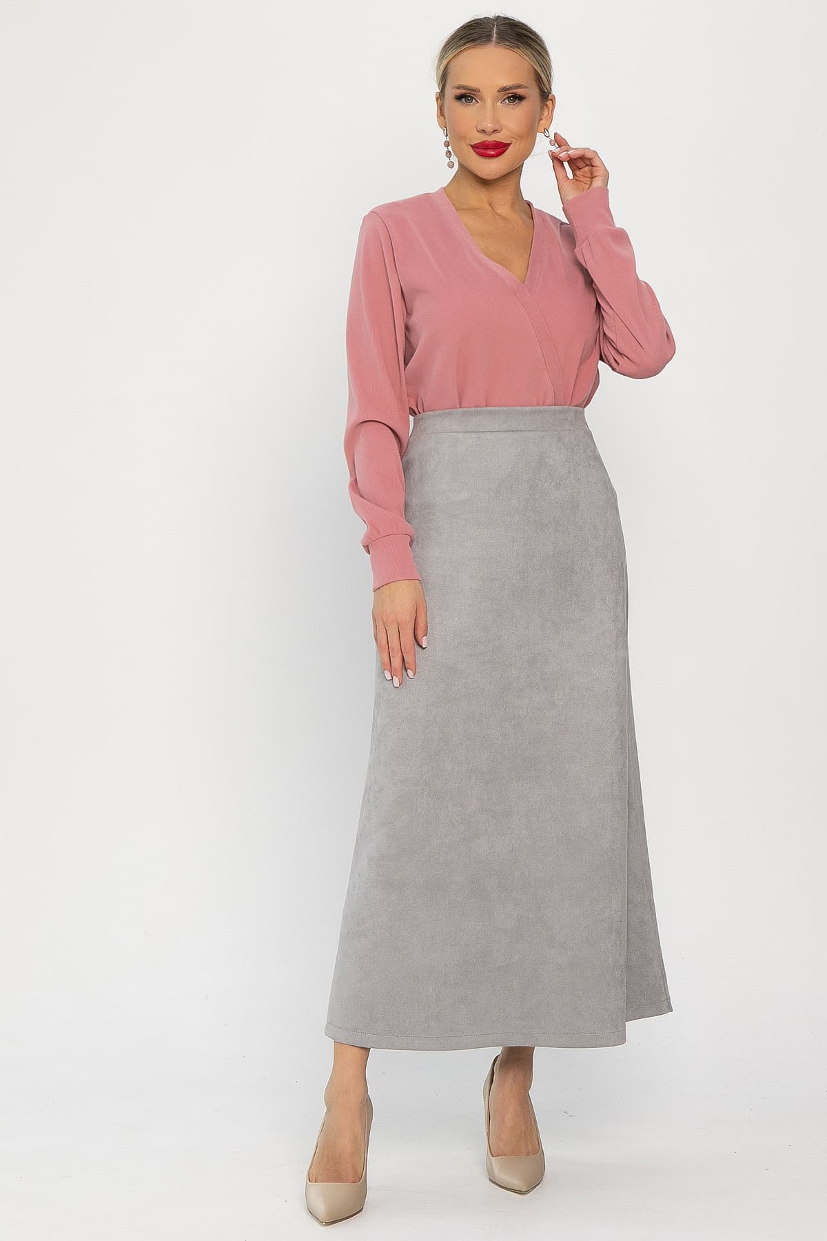 Юбка макси Алана (серая) Ю14255-6М