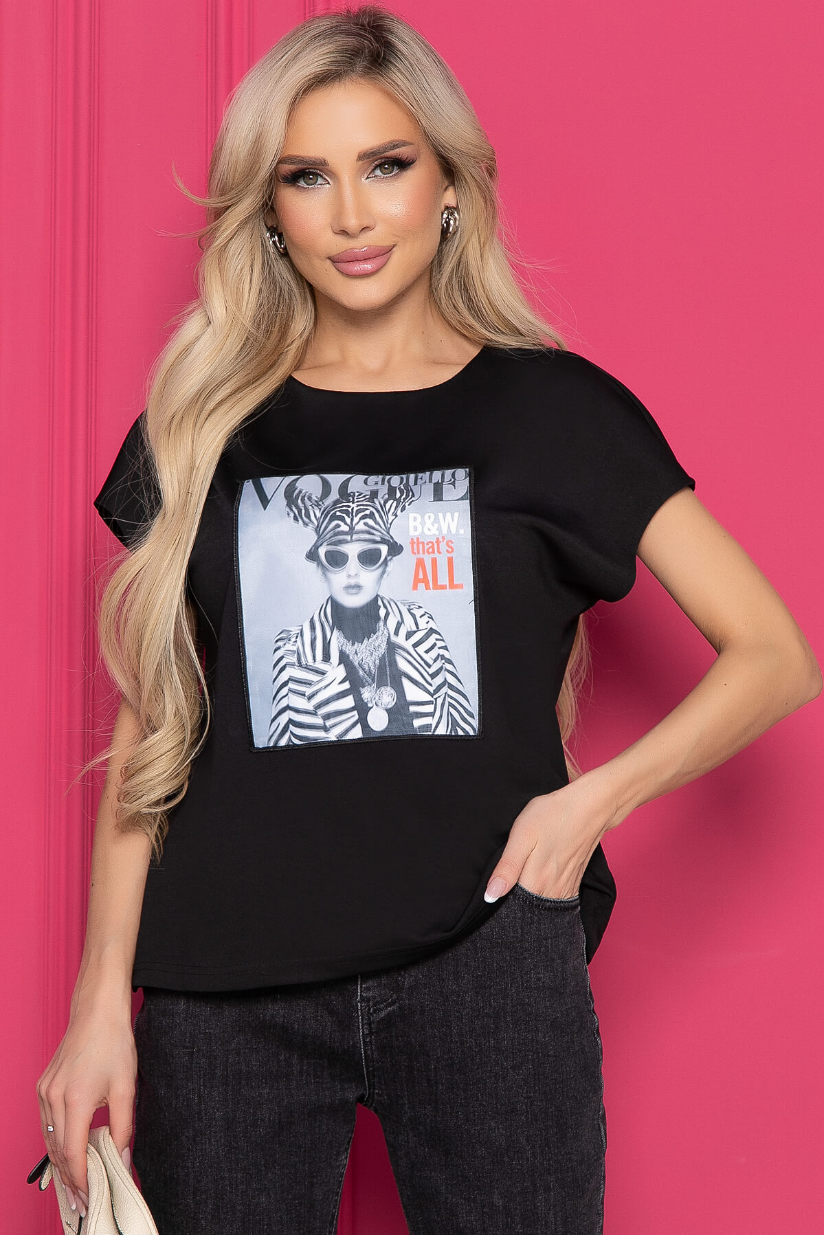 Футболка "Vogue" (черная) Б8522