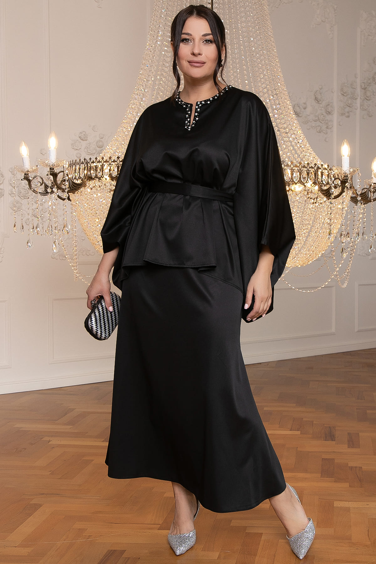 Костюм с юбкой Альсия  (черный) К14393-5М