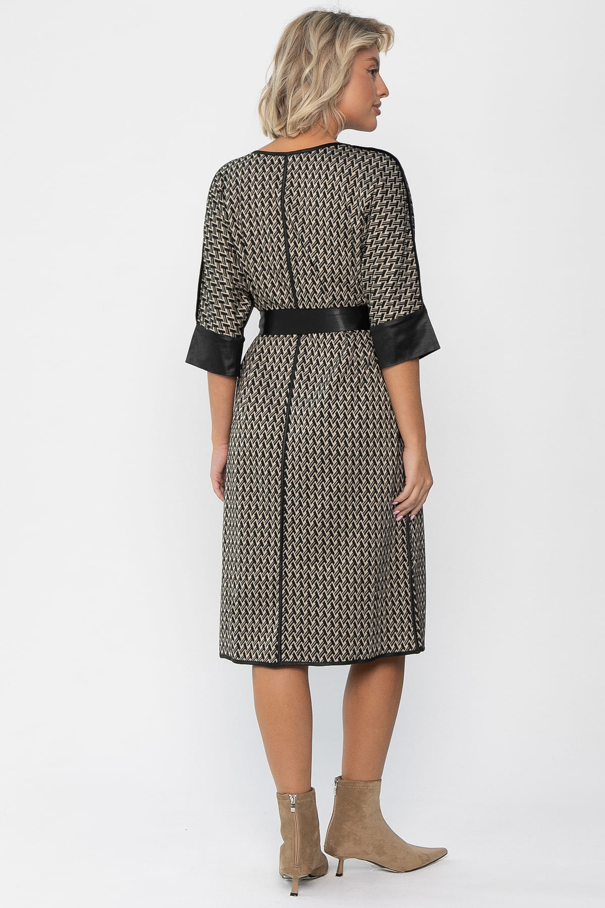 Платье Селин (черно-бежевое) П11301