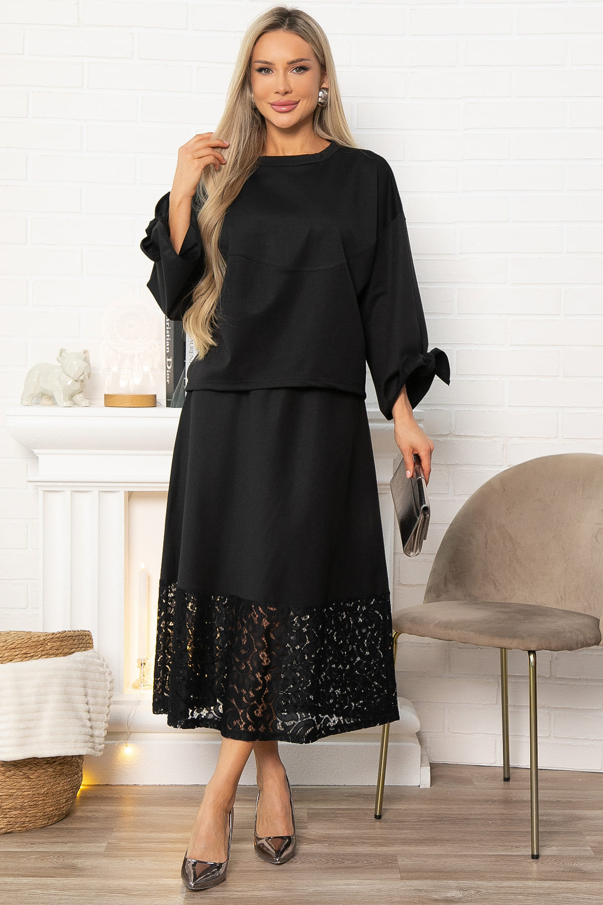 Джемпер с завязками Твист (черный) Б14866-10М