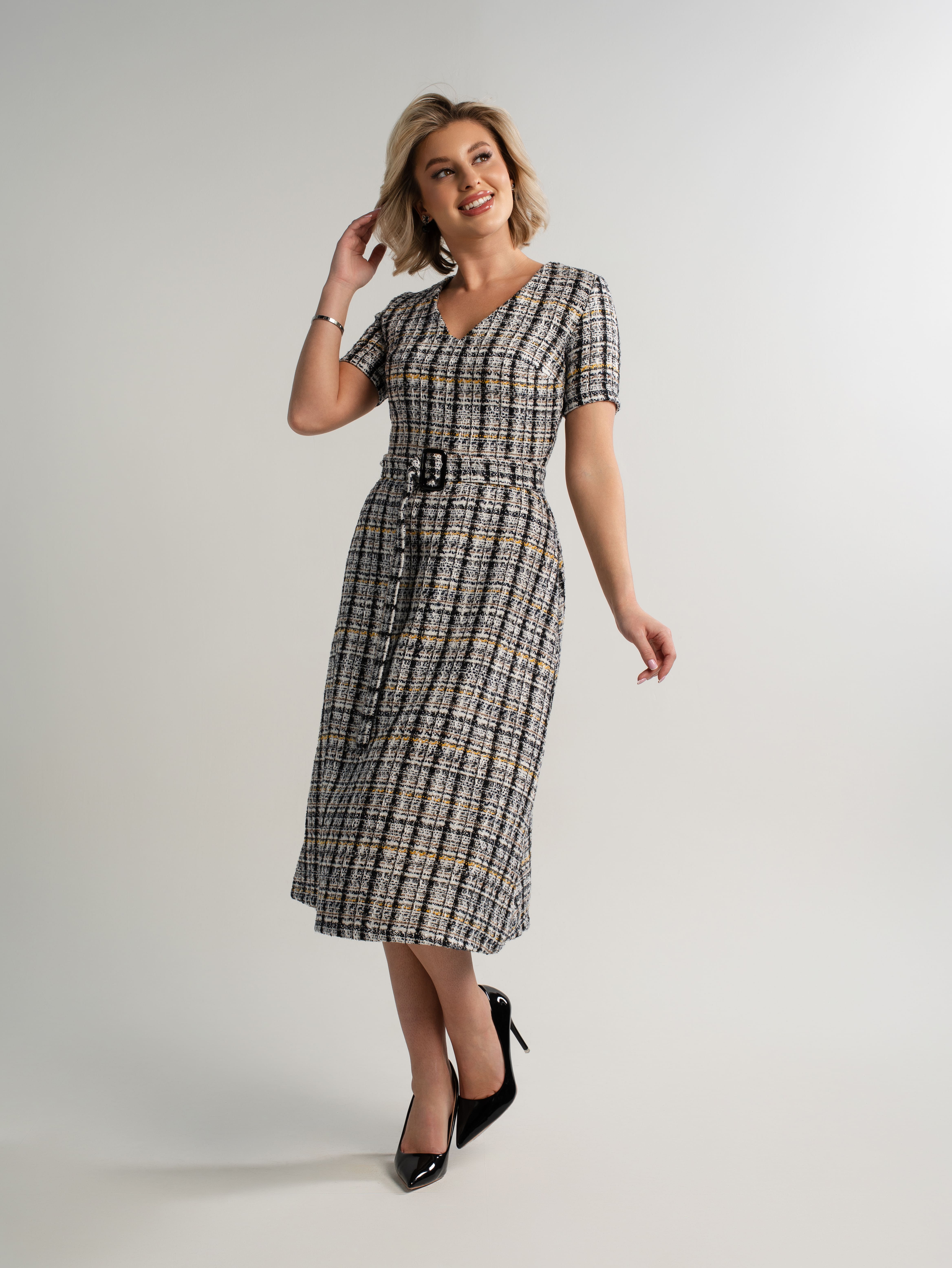 Платье твидовое Парижанка (серое) П15093-10М