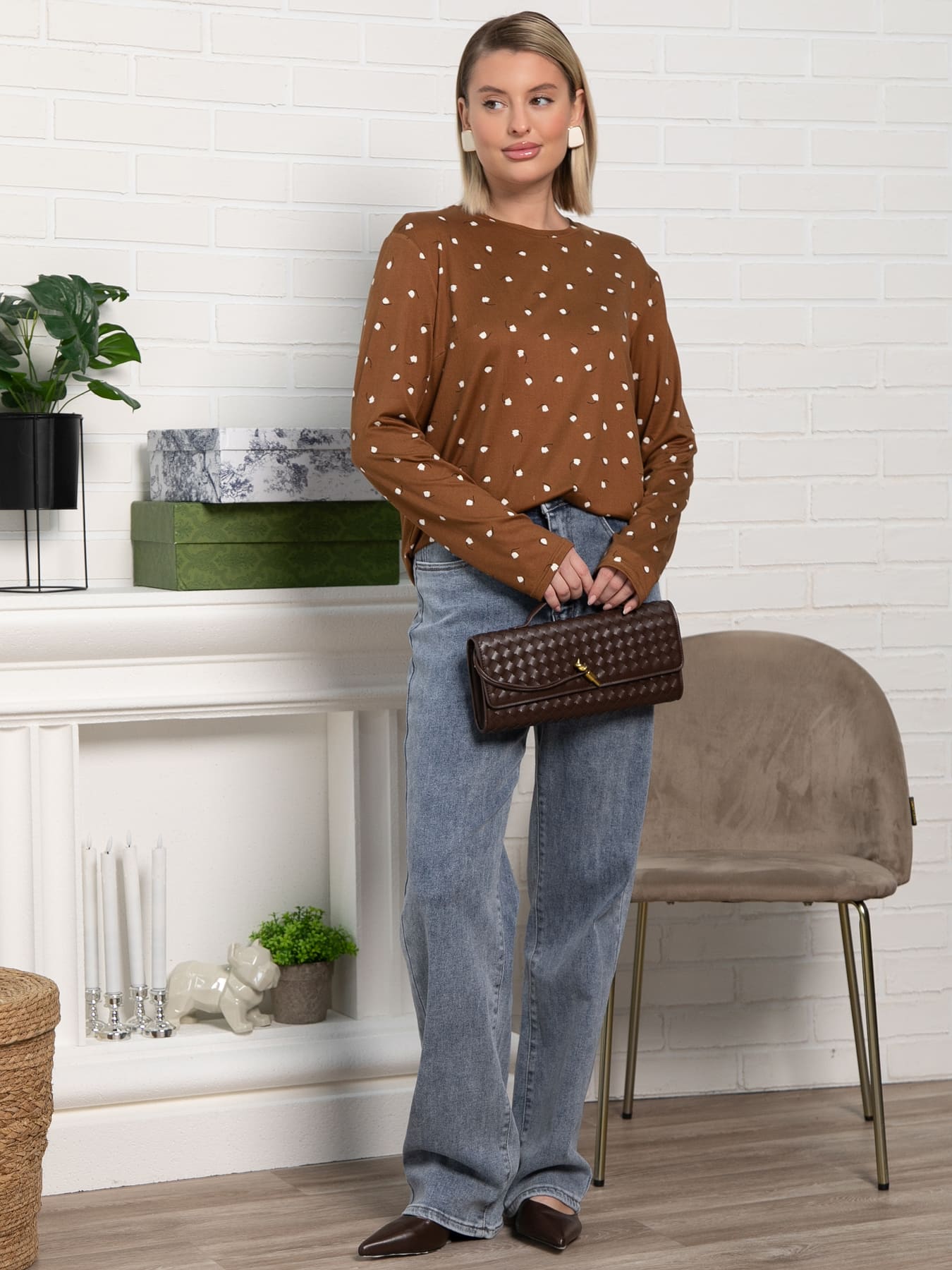 Лонгслив Вдвоём с тобой (коричневый) Б15511-7М