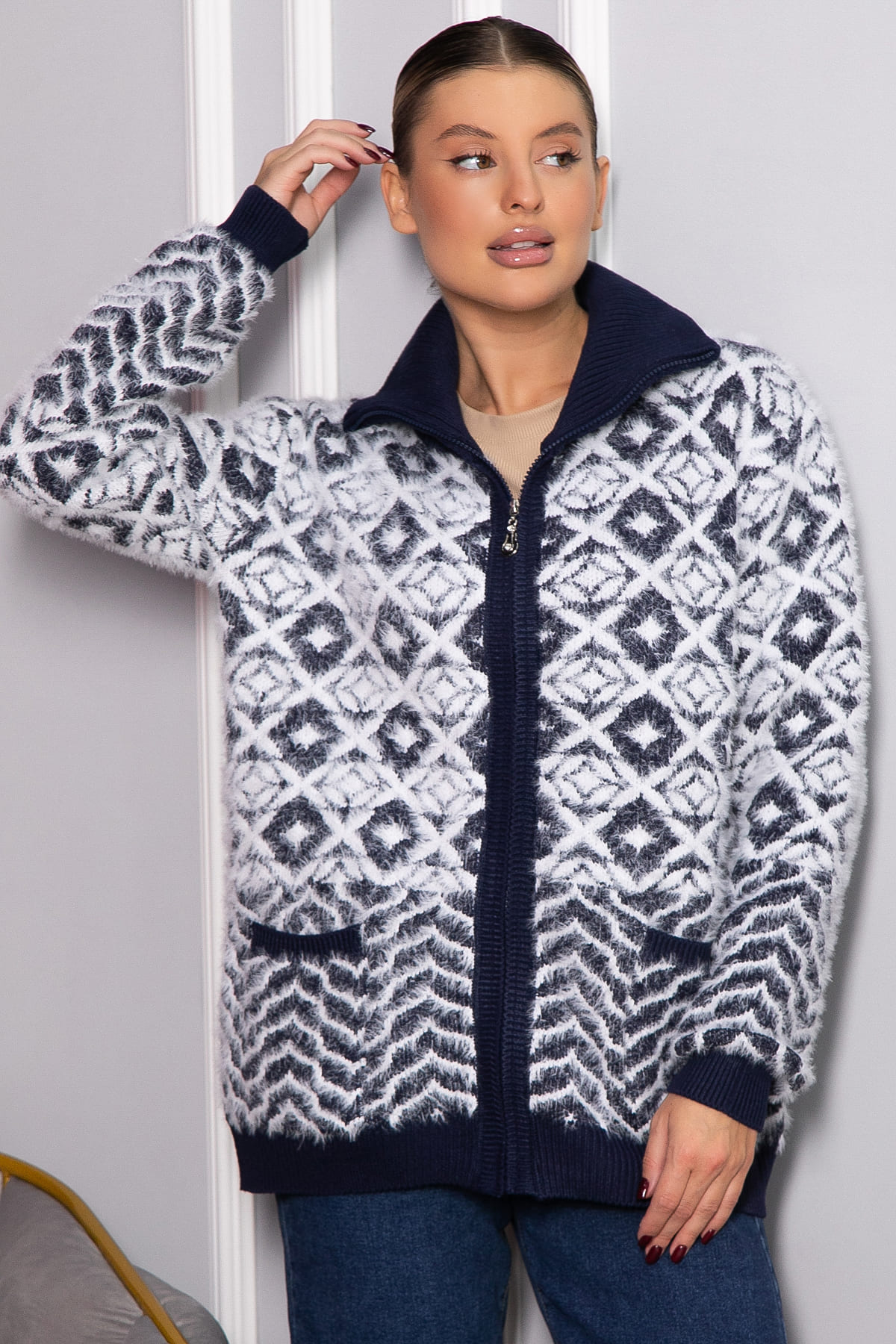 Свитер на молнии Сканди НЬЮ (синий) Б14402-20М