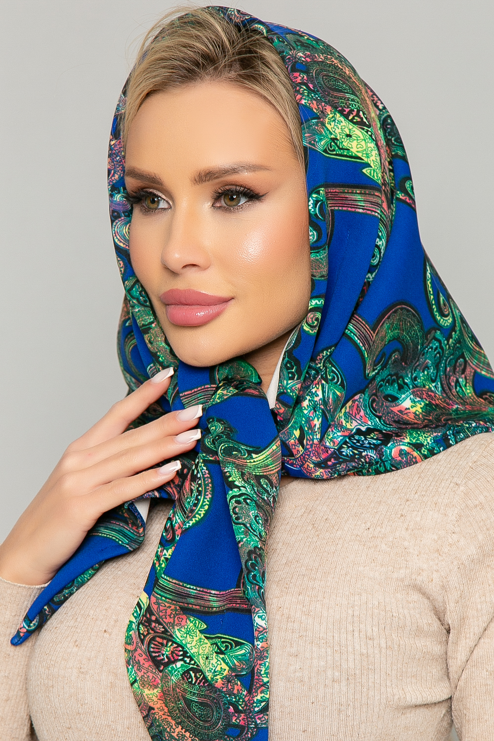 Косынка с подворотом Индия (зеленая) КП27-23М