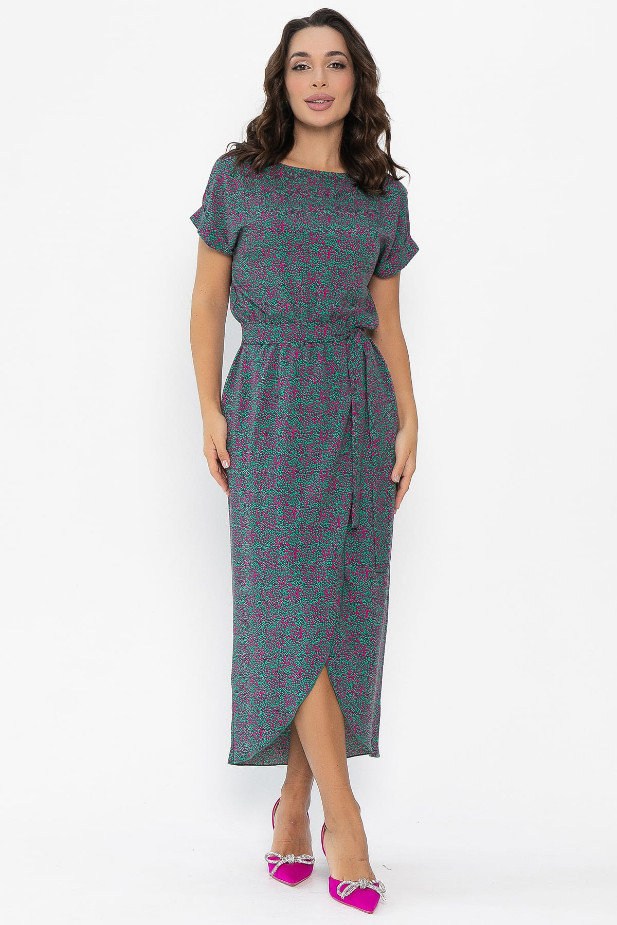 Платье Небесная симфония (зелено-розовое) П14082-12М