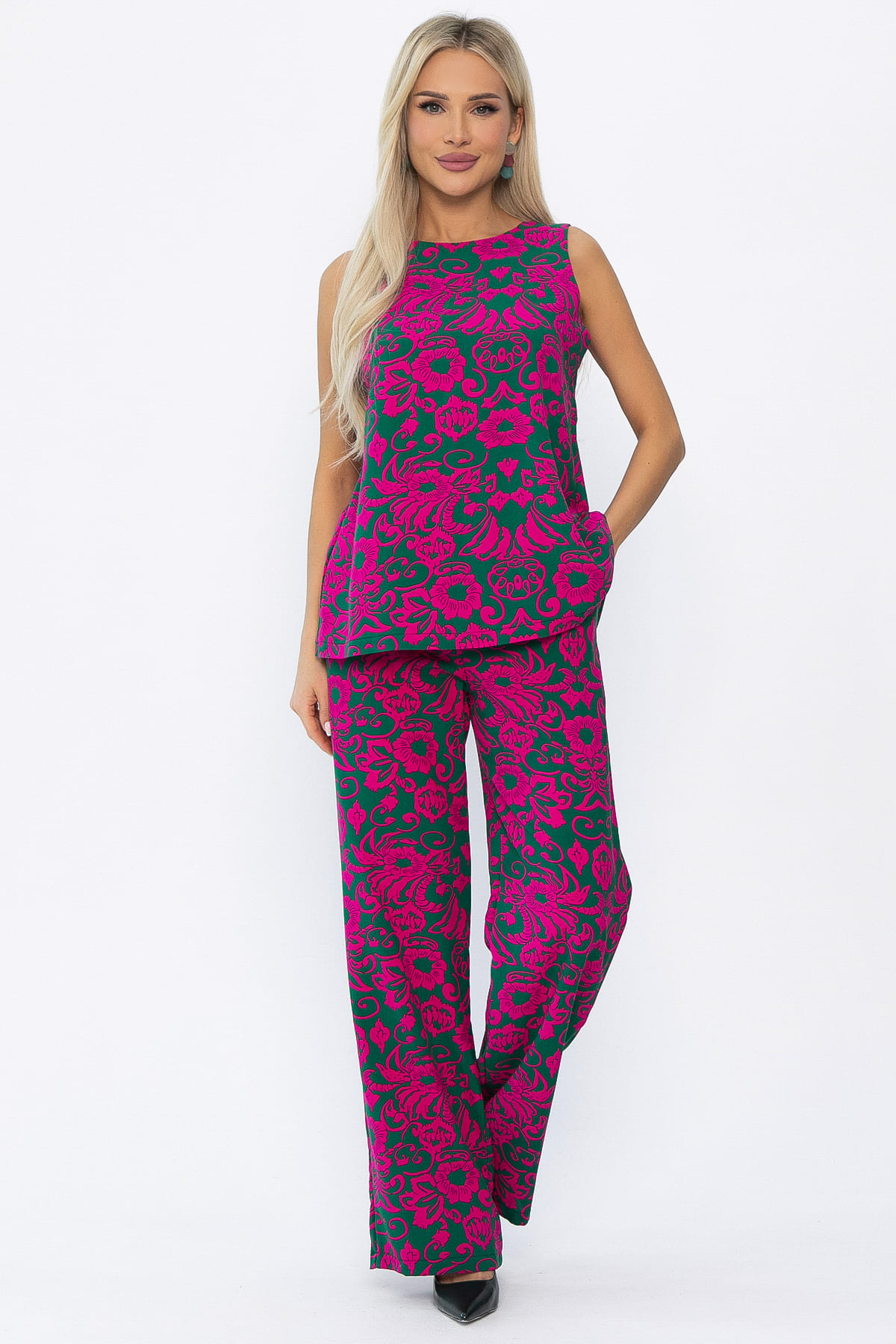 Костюм Стильный акцент (малиново-зеленый) К13906-25М