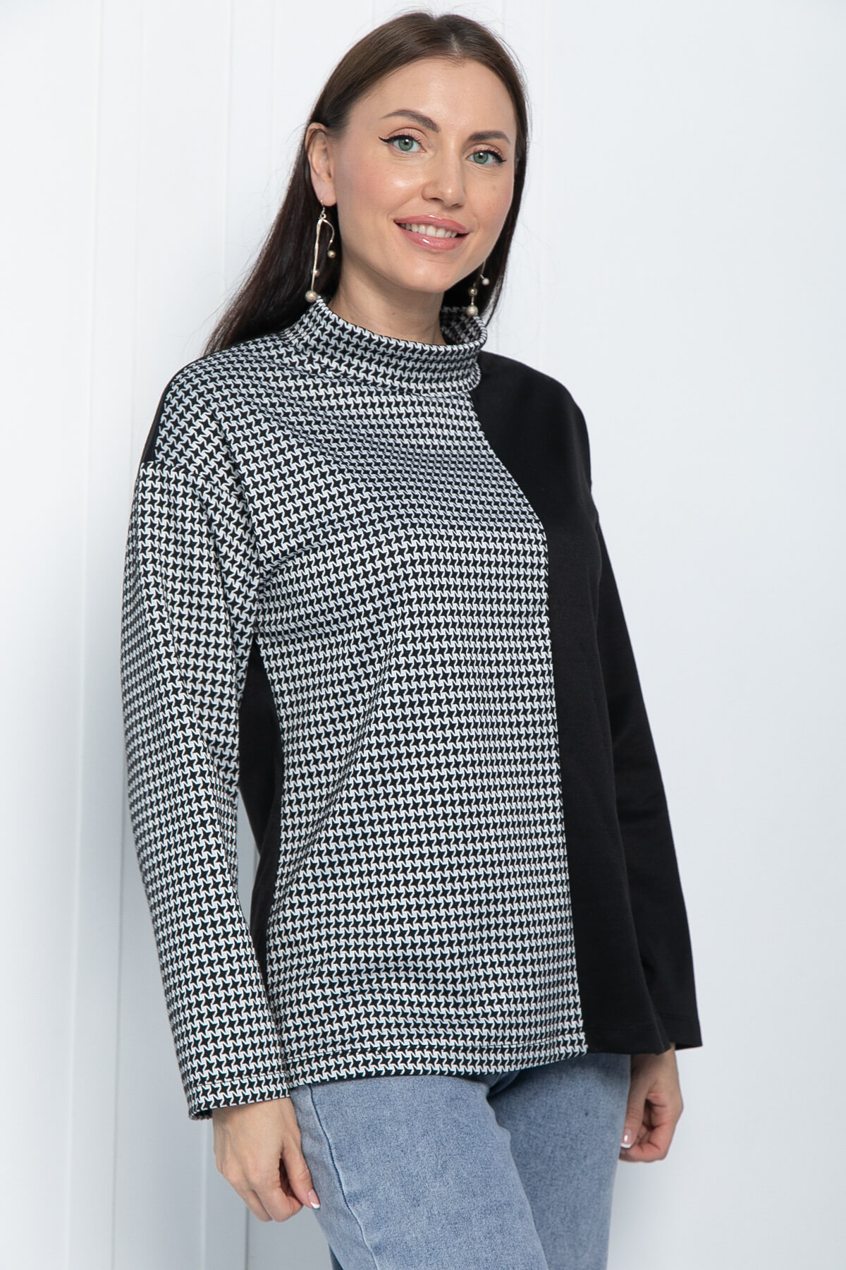 Блуза Элли (черно-белая) Б11305