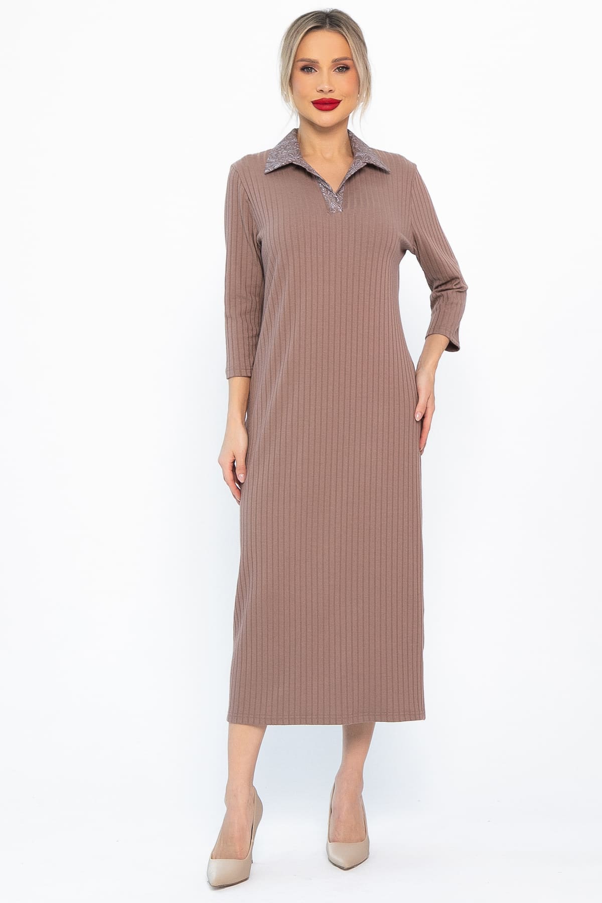 Платье трикотажное Каприччио (коричневое) П14591-10М