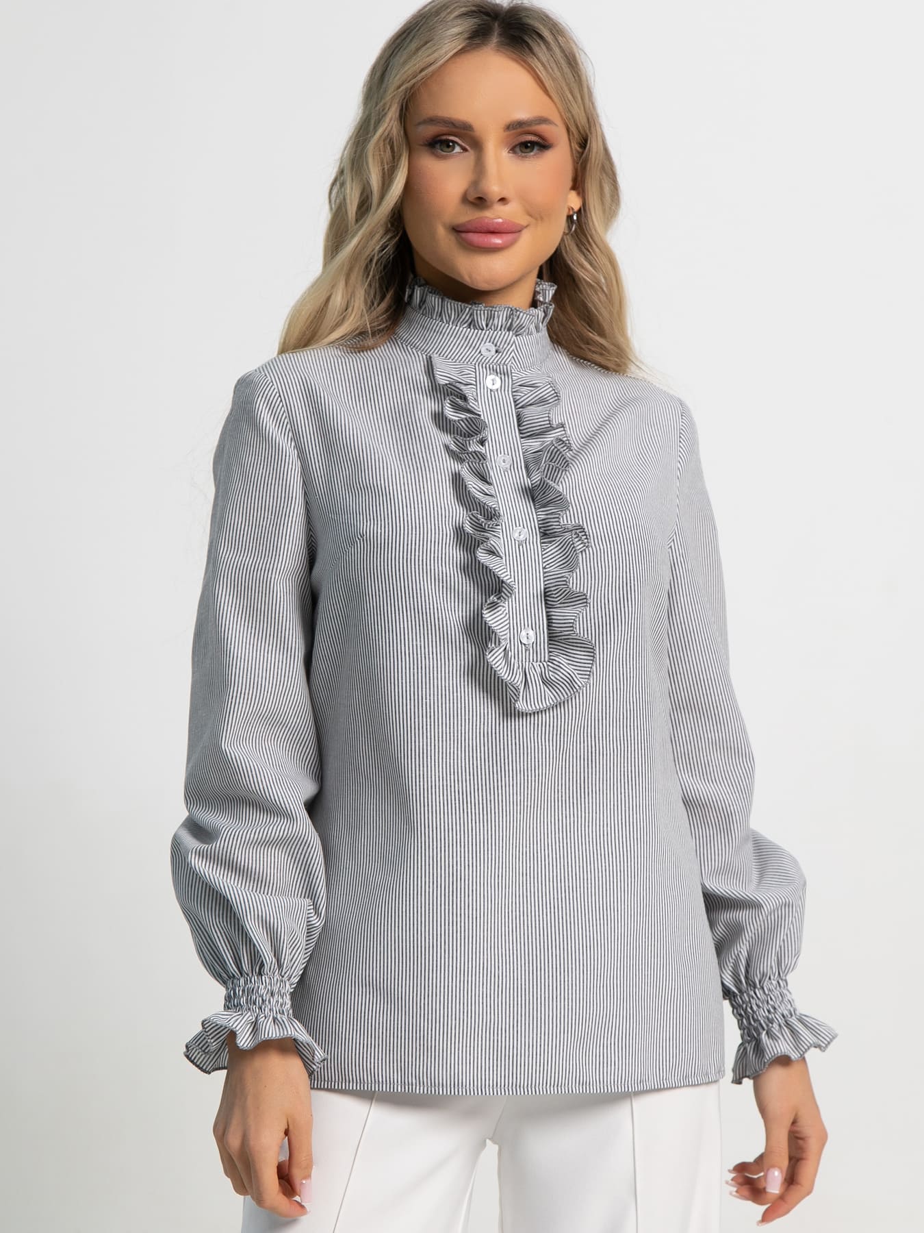 Блуза Санти (бело-серая) Б15622-54М