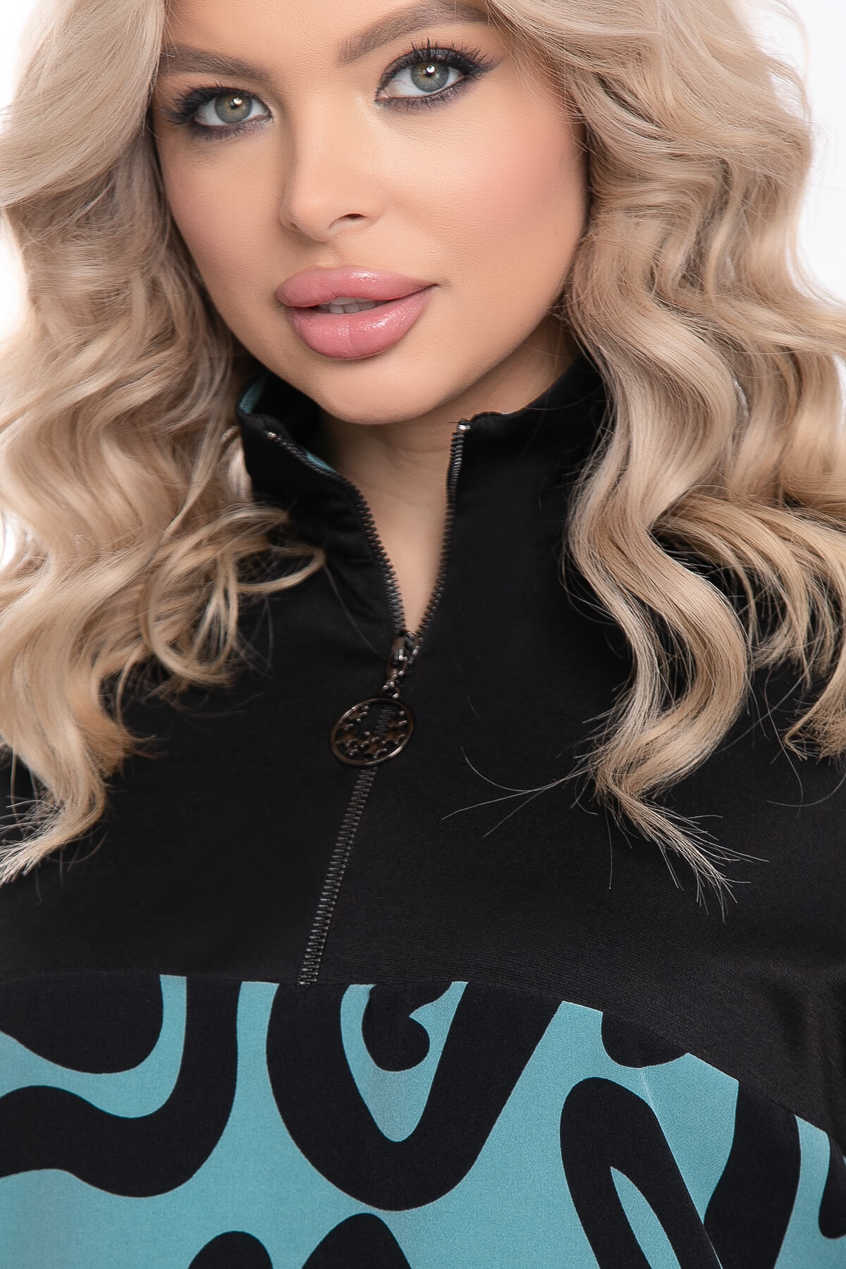 Платье "Эксклюзив" (бирюза/черное) П8328