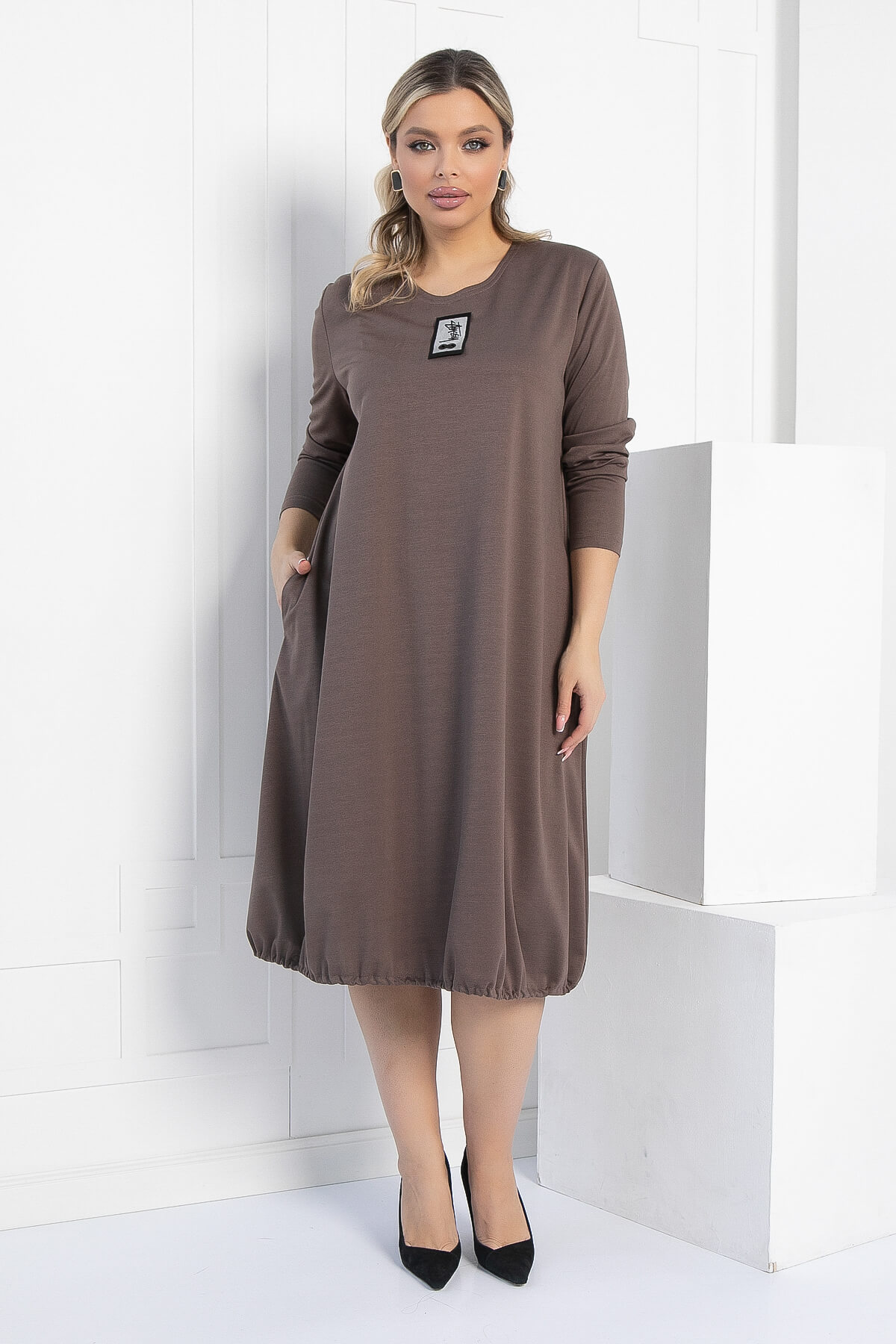 Платье Я жду тебя (кофе) П12313-15
