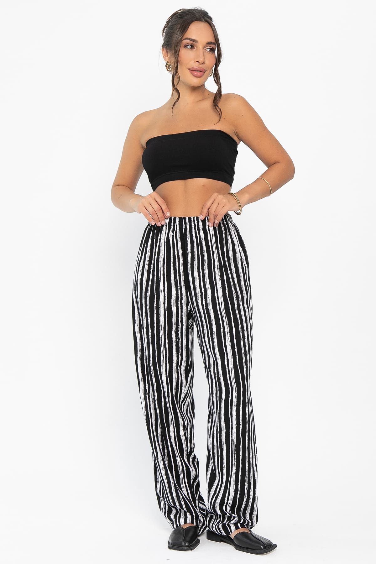 Брюки Роклетт (черно-белые) Б13955-10М