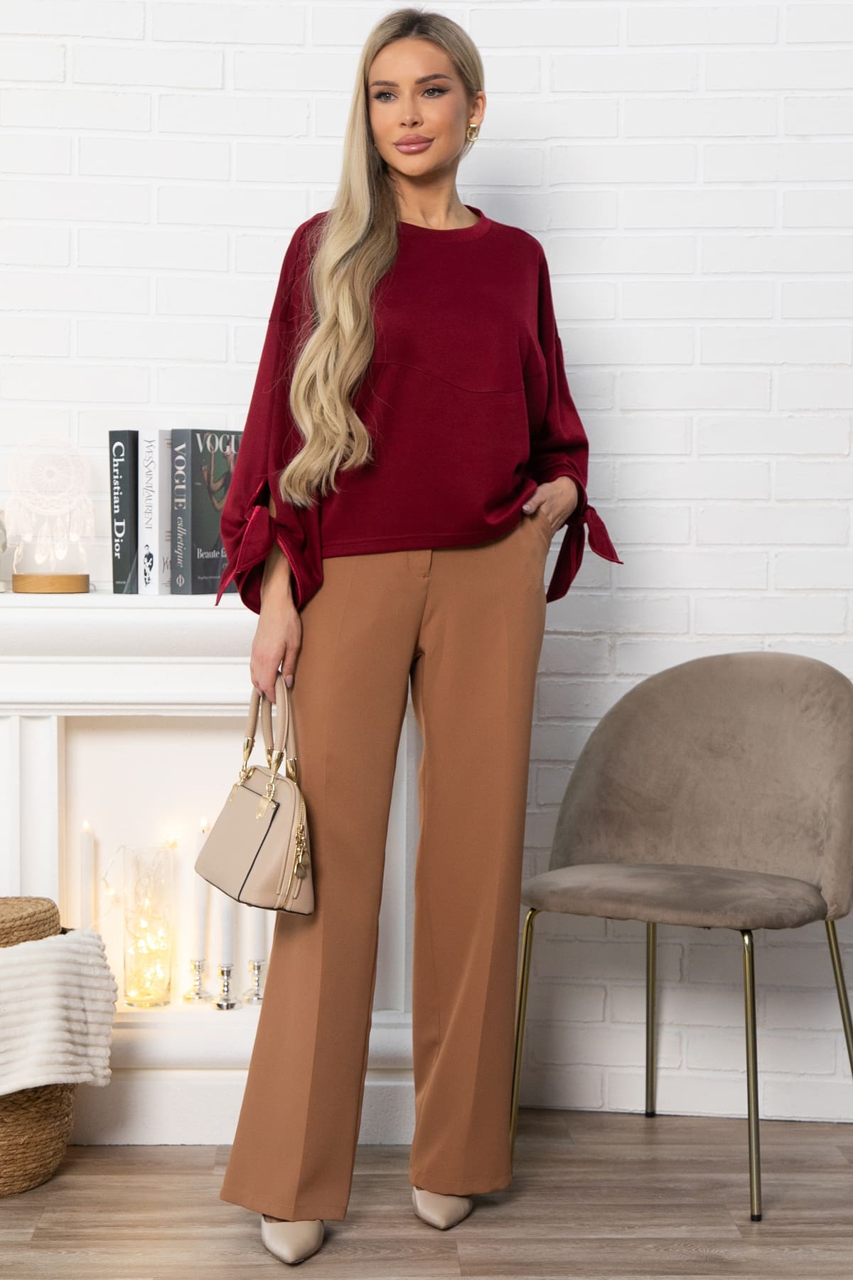 Джемпер с завязками Твист (бордовый) Б14867-10М