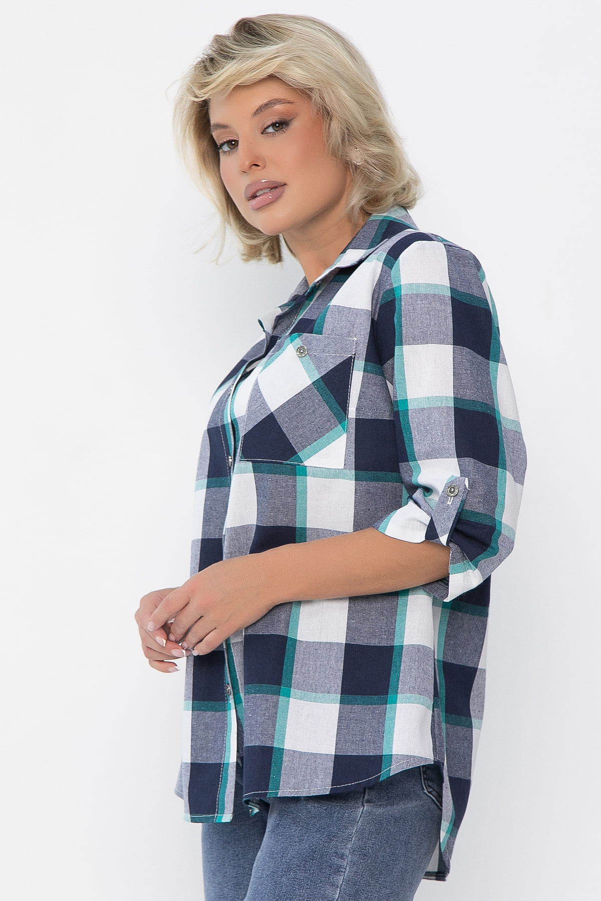 Рубашка Аланта (бело-синяя) Б14035-18М