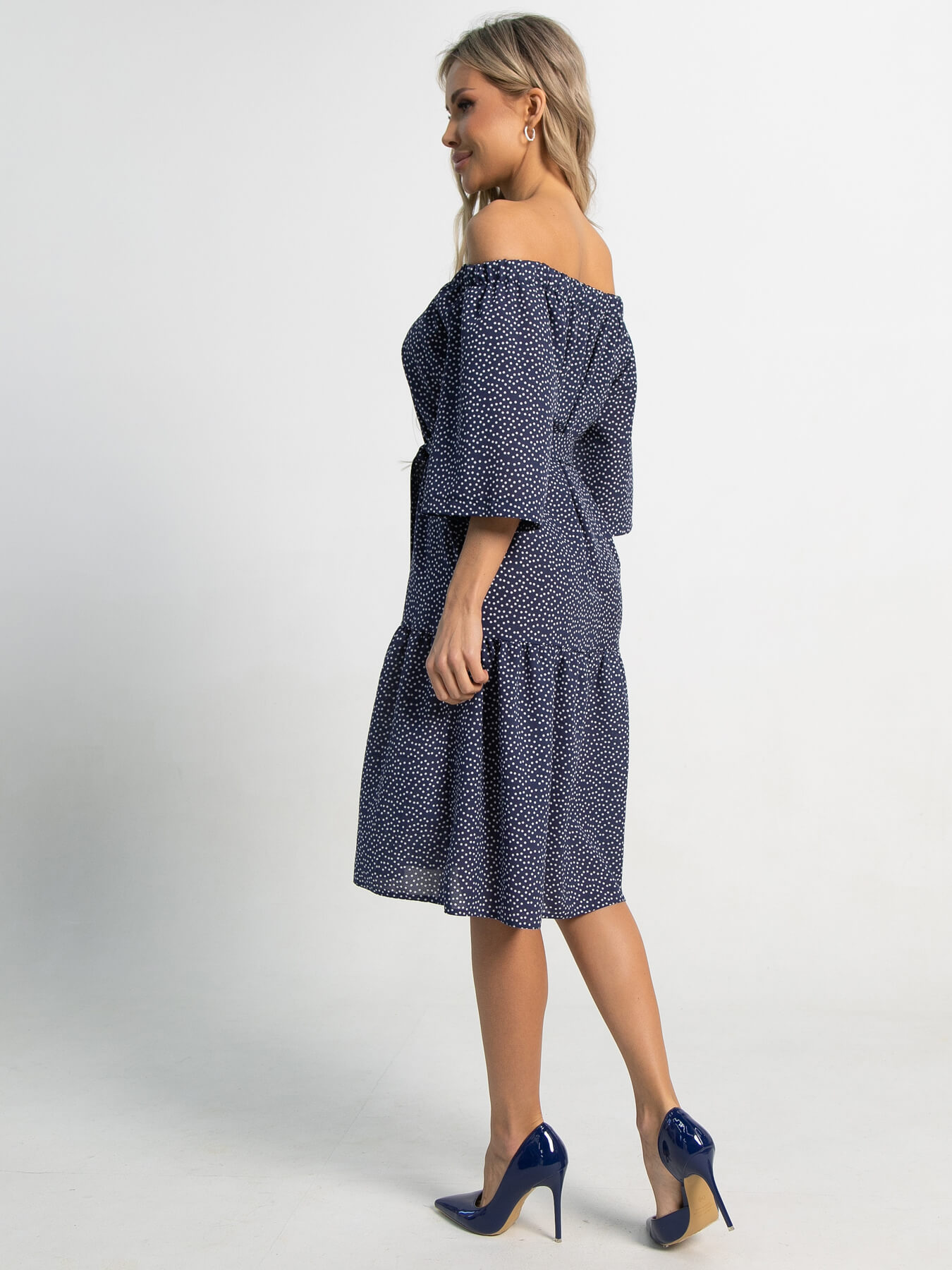 Платье с поясом Дафна (синее) П15523-8М