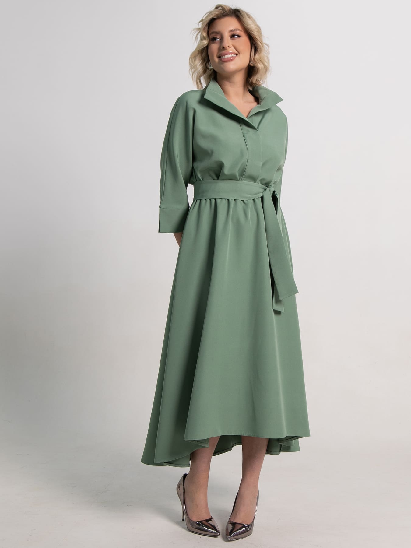 Платье Лорита (серо-зеленое) П15153-16М