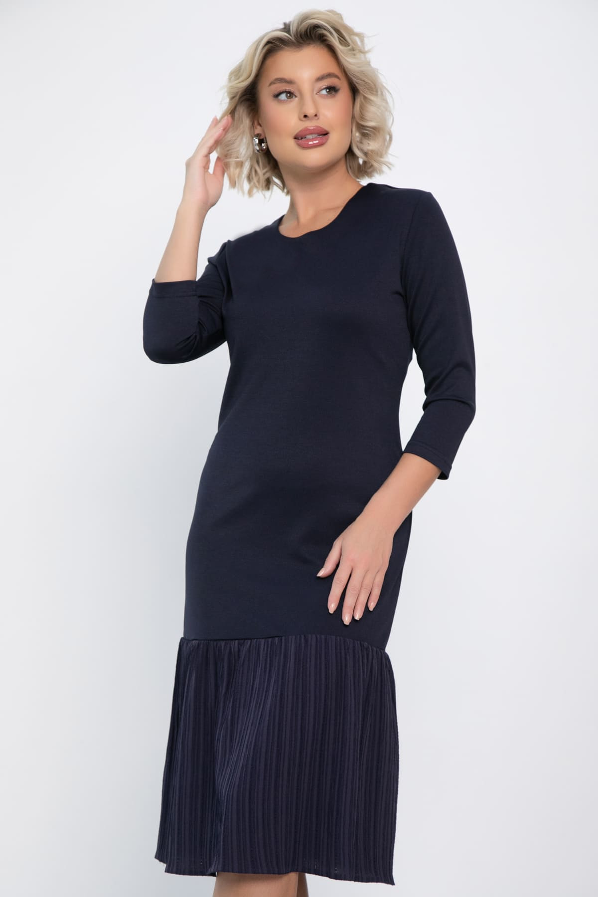 Платье с воланом Ливия (синее) П14810-10М