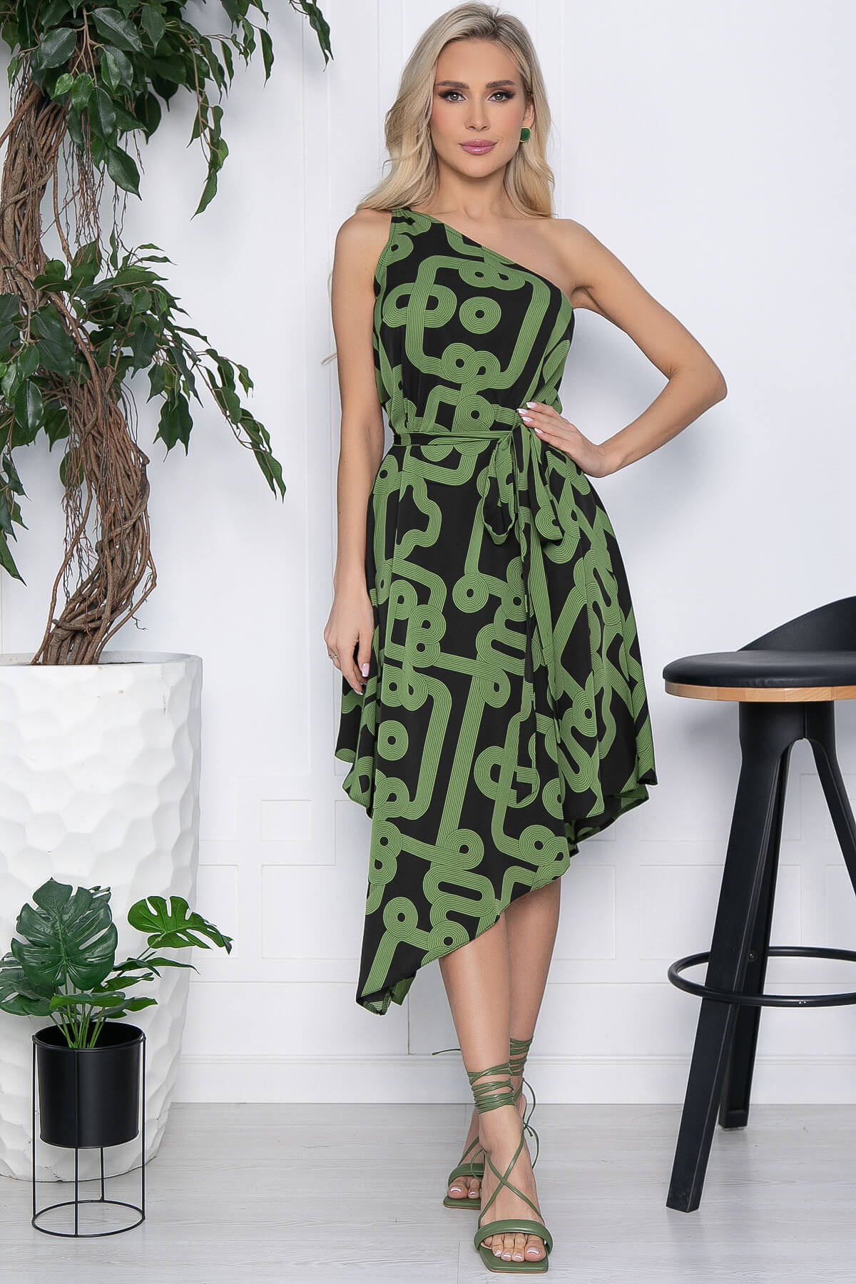 Платье Лабиринт любви (черно-зеленое) П10645