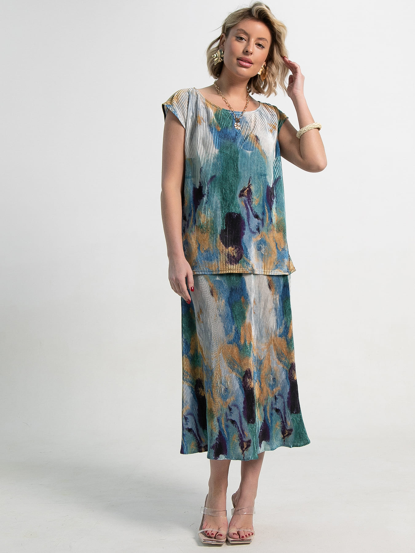 Костюм с юбкой Вайнона (зеленый) К15119-10М