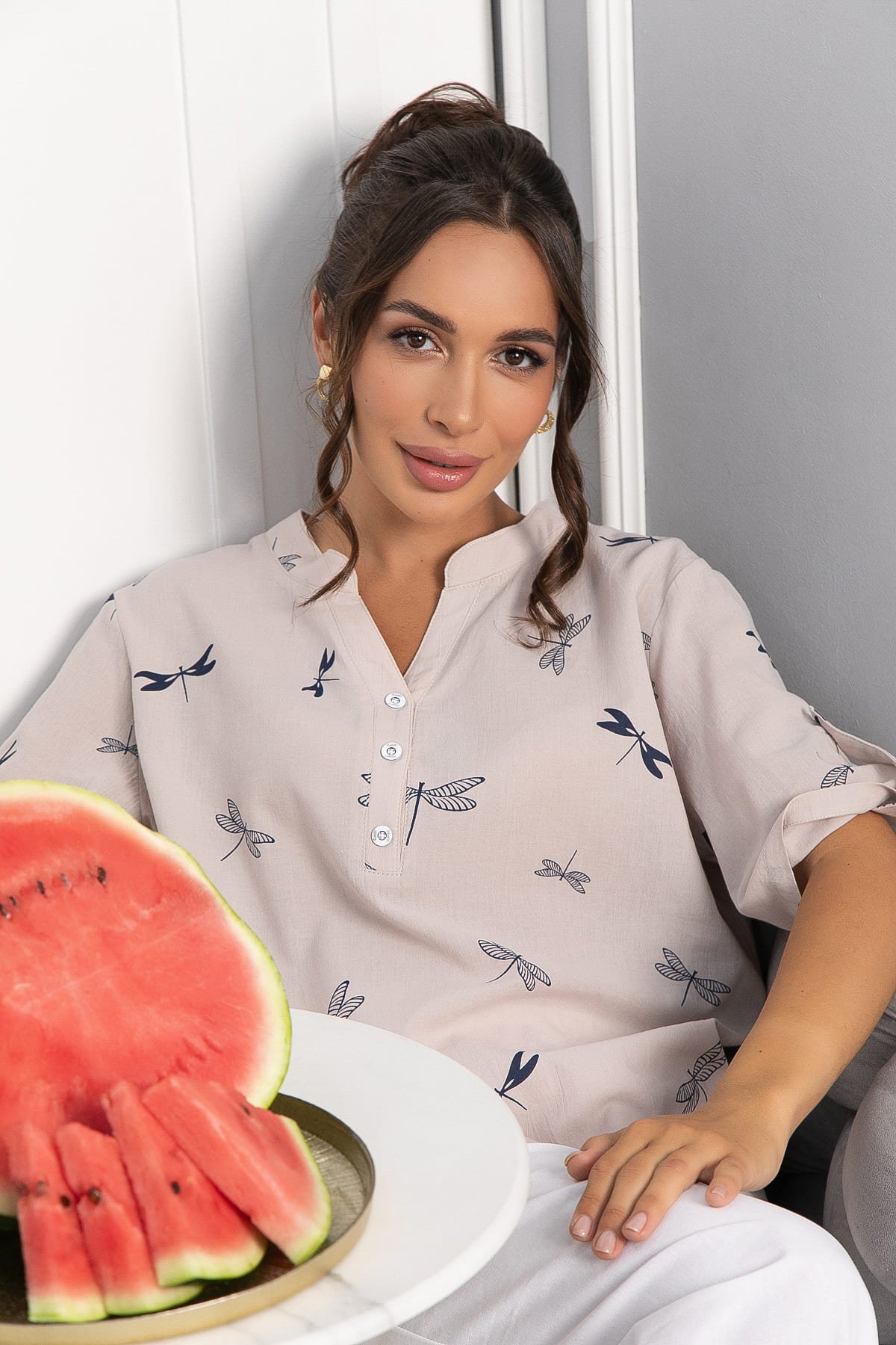 Блуза Флоретта (бежевая) Б13974-20М