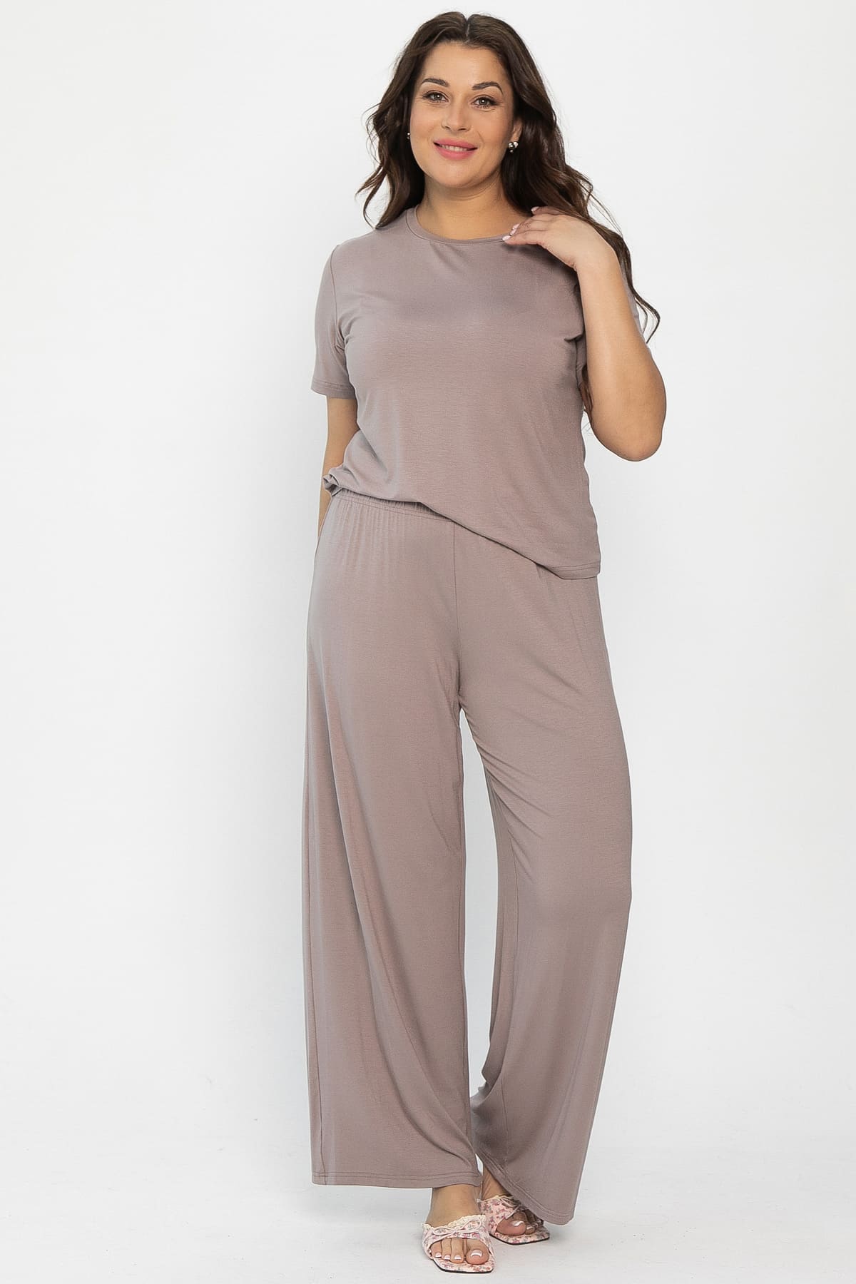 Брюки-палаццо для дома Шелк вискозы (латте) Б14499-52М