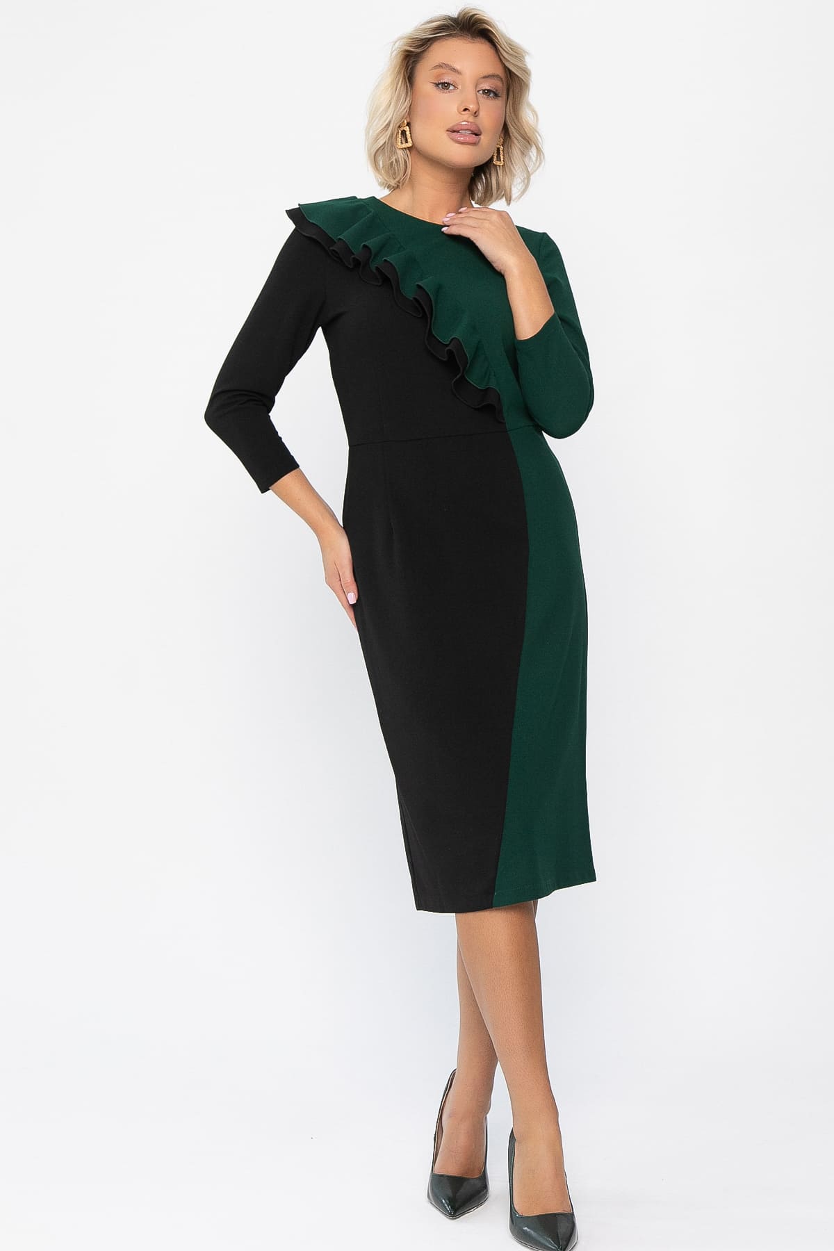 Платье Эванесса (черно-зеленое) П12749-35М