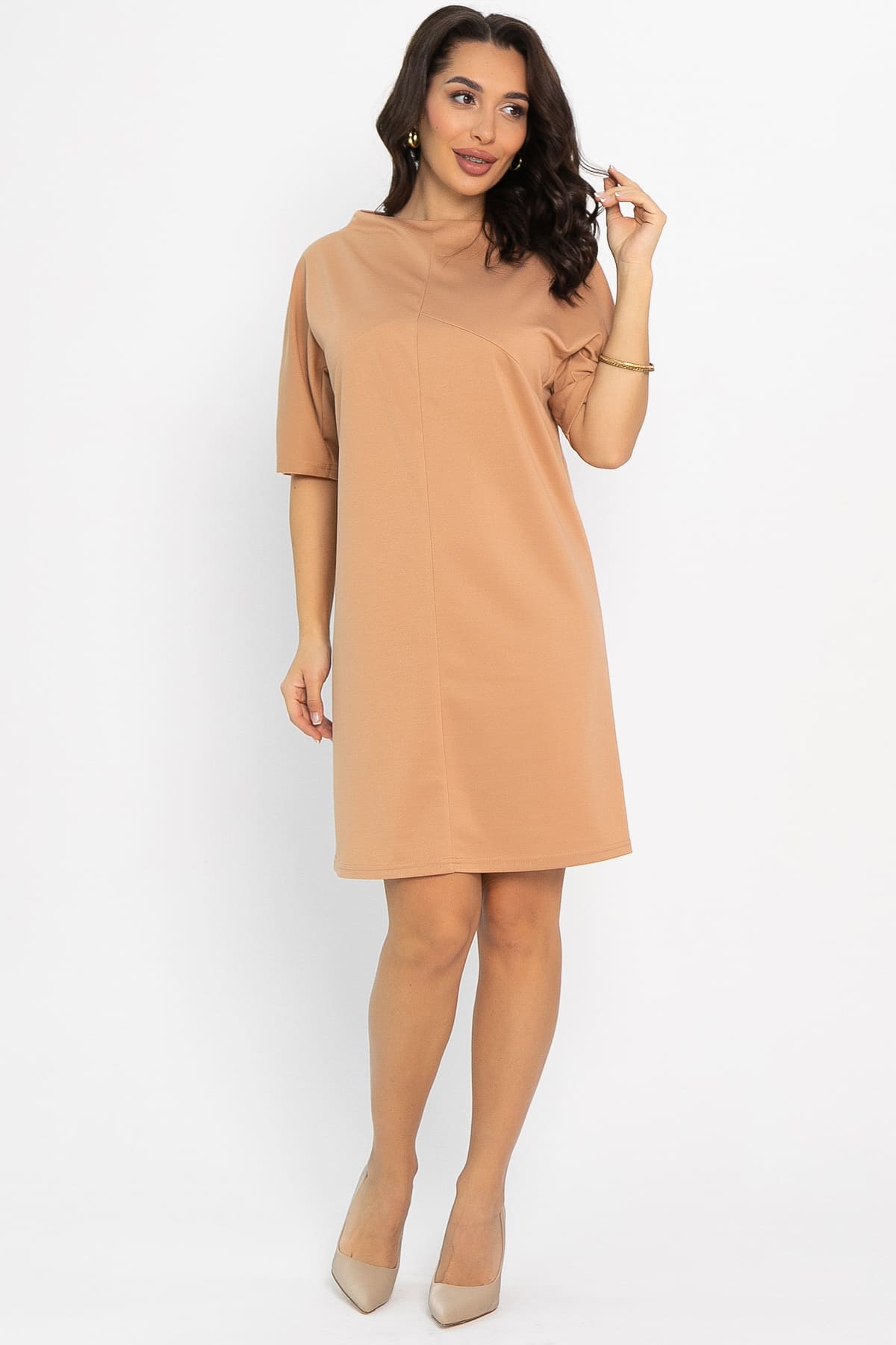 Платье трикотажное Ветта (бежевое) П14600-10М