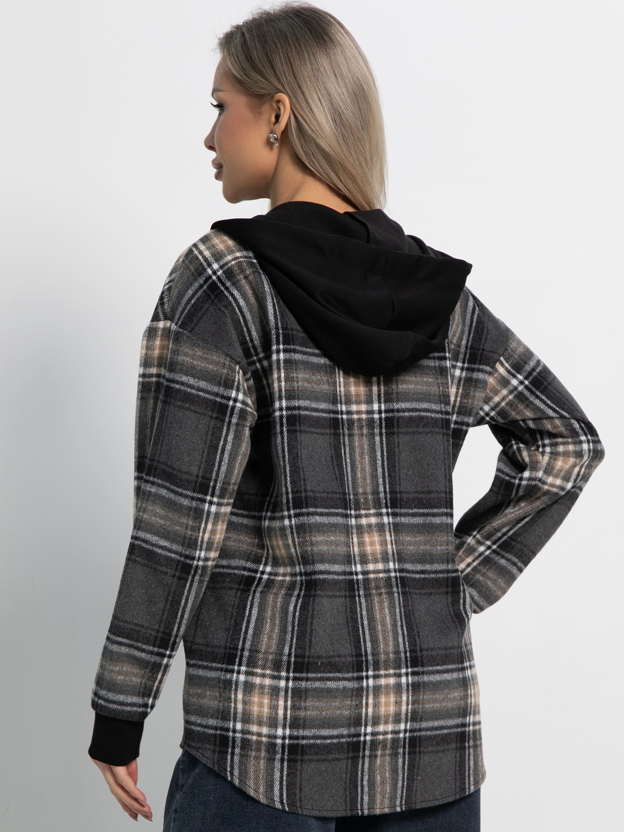 Рубашка Больше чем стиль НЬЮ (серо-бежевая) Б15125-50М