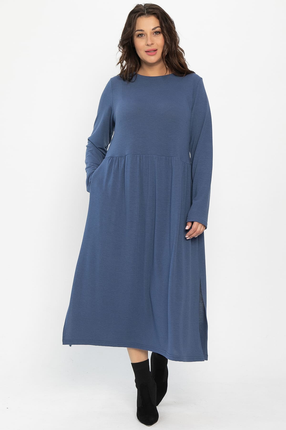 Платье трикотажное Твоя осень (синее) П14443-25М