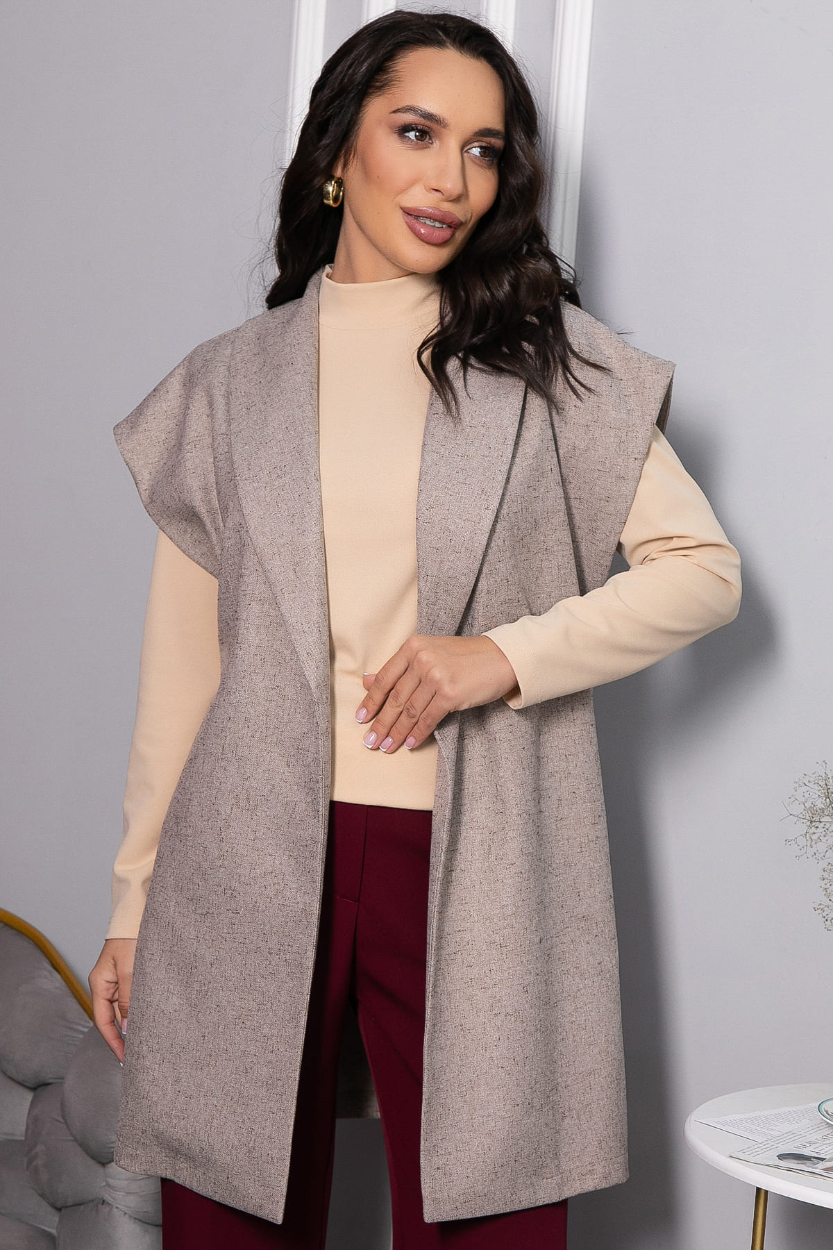 Жилет костюмный Жюлли (бежевый) Б14487-4М