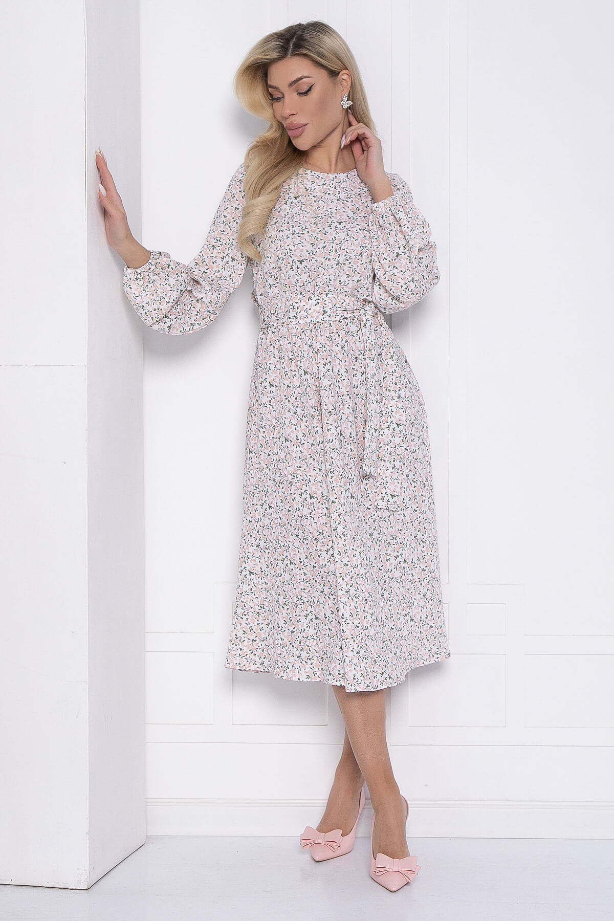 Платье Трепетная нежность (бело-розовое) П12455-8