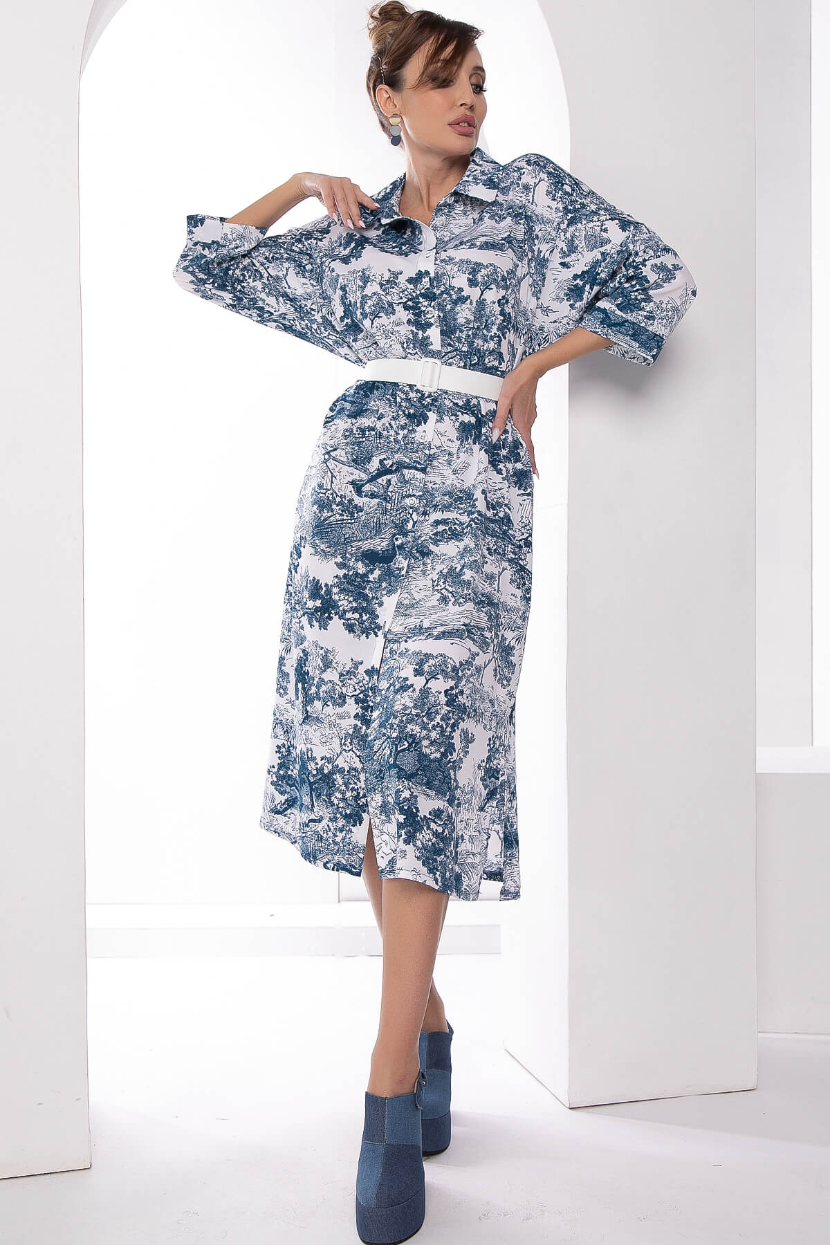 Платье "Сьюзан" (вайт/блю) П8161