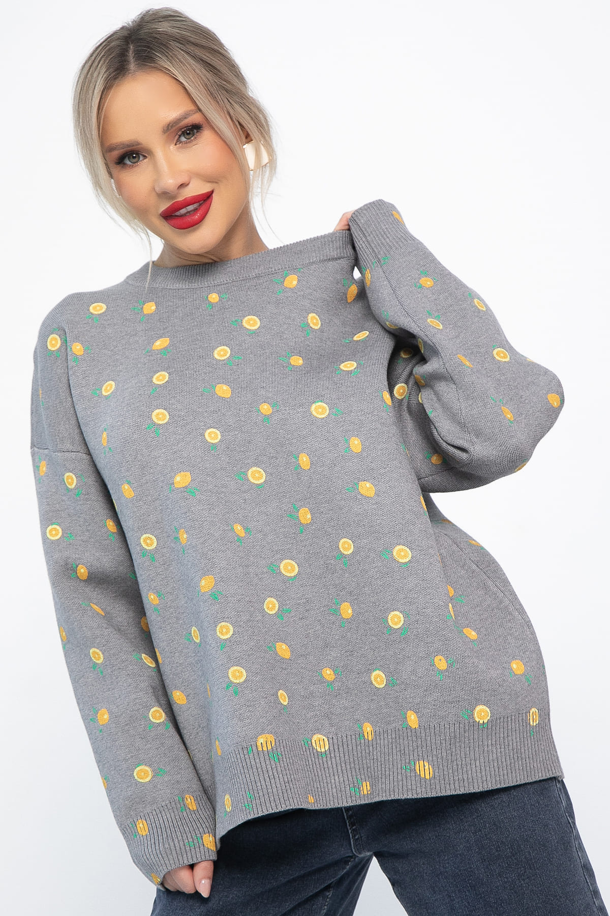 Свитер оверсайз Анита (серый) Б14759-1М
